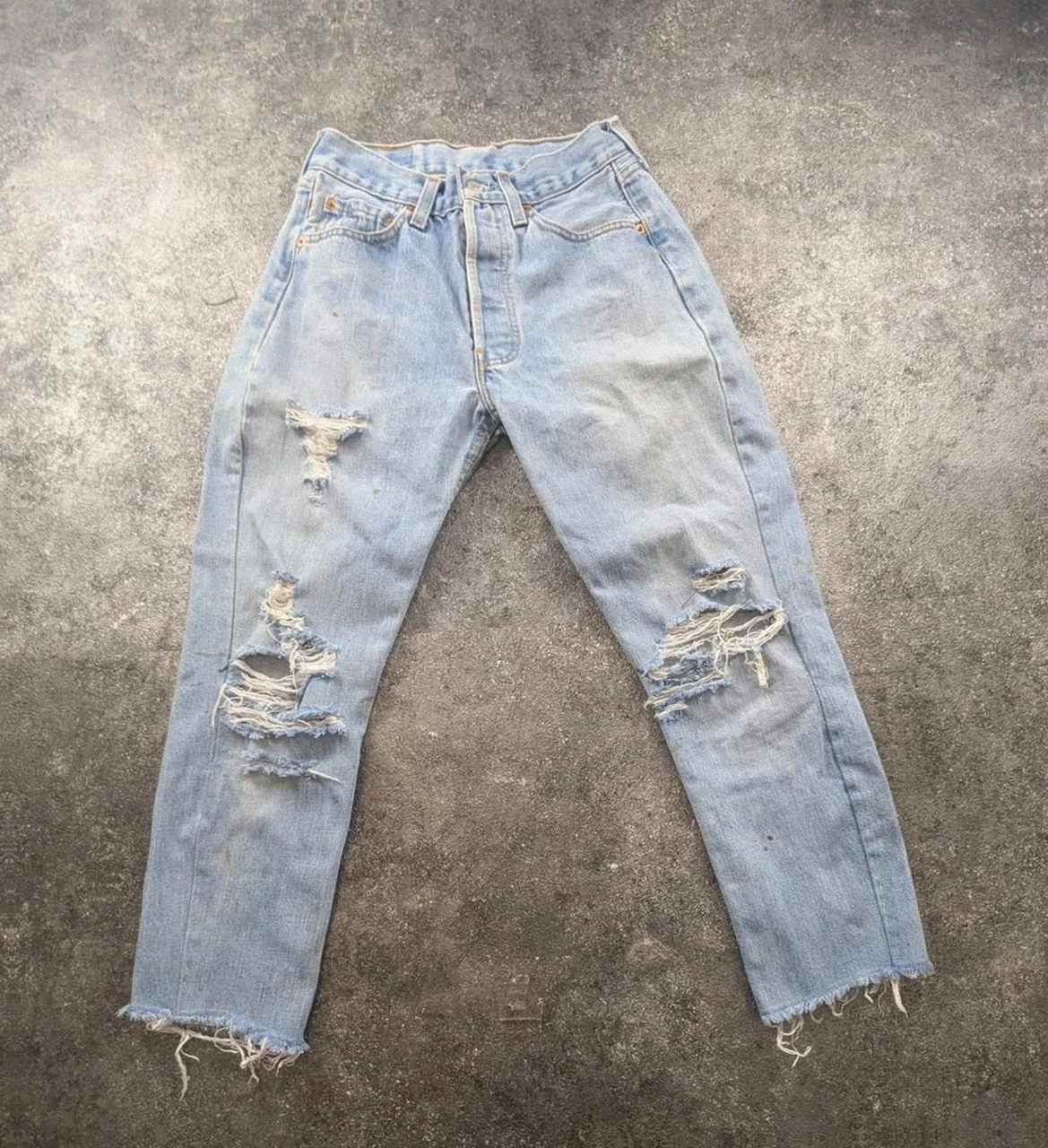 Jean Levi’s 501 W31 L32 denim clair workwear destroy straight fit vintage – Levi's – taille M / 38 / 10 2