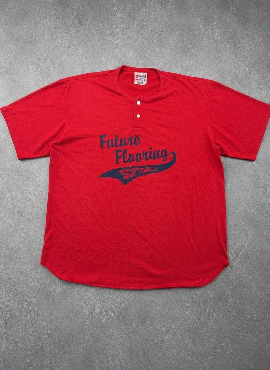 Vintage Henley Baseball Softball Eagle Usa Single Stitch Made in Usa Rouge Xxl Oversize – Eagle – taille XXL