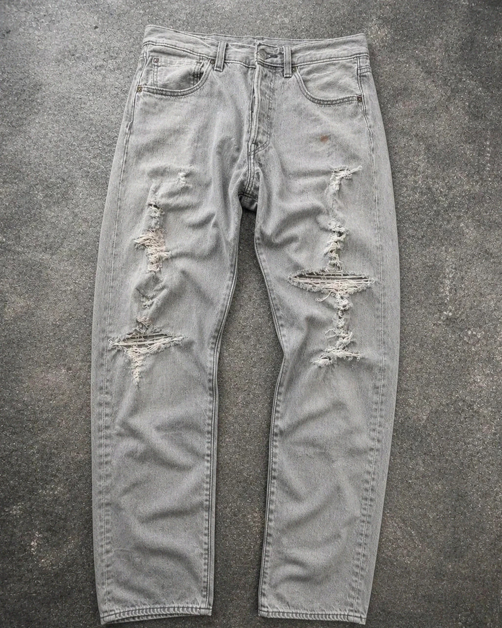 Jean Levi’s 501 W31 L32 gris denim vintage straight fit destroy workwear streetwear – Levi's – taille W31 | FR 40
