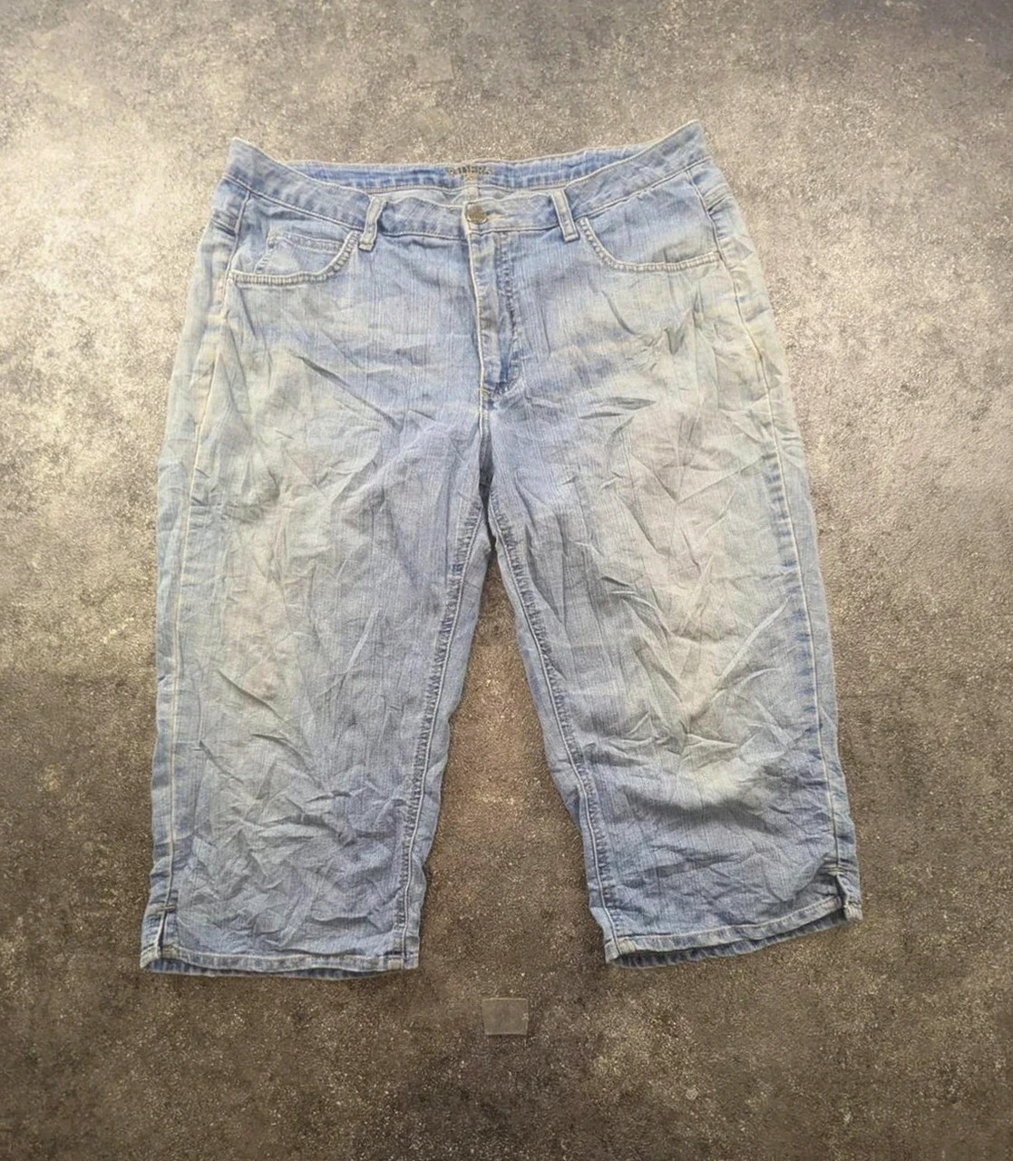 Pantacourt jean Riders by Lee denim clair Y2K baggy capri femme T44 Xxl – Lee – taille XXL / 44 / 16 2