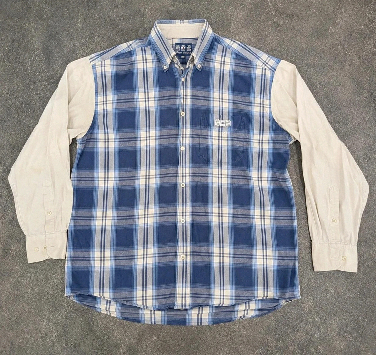 Chemise Xl Serge Blanco bleu blanc carreaux 100% coton vintage casual