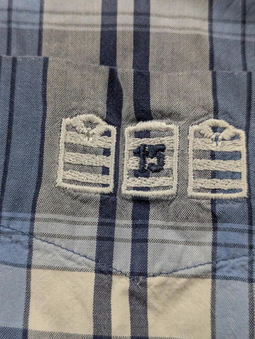 Chemise Xl Serge Blanco bleu blanc carreaux 100% coton vintage casual – Serge Blanco – taille XL 4