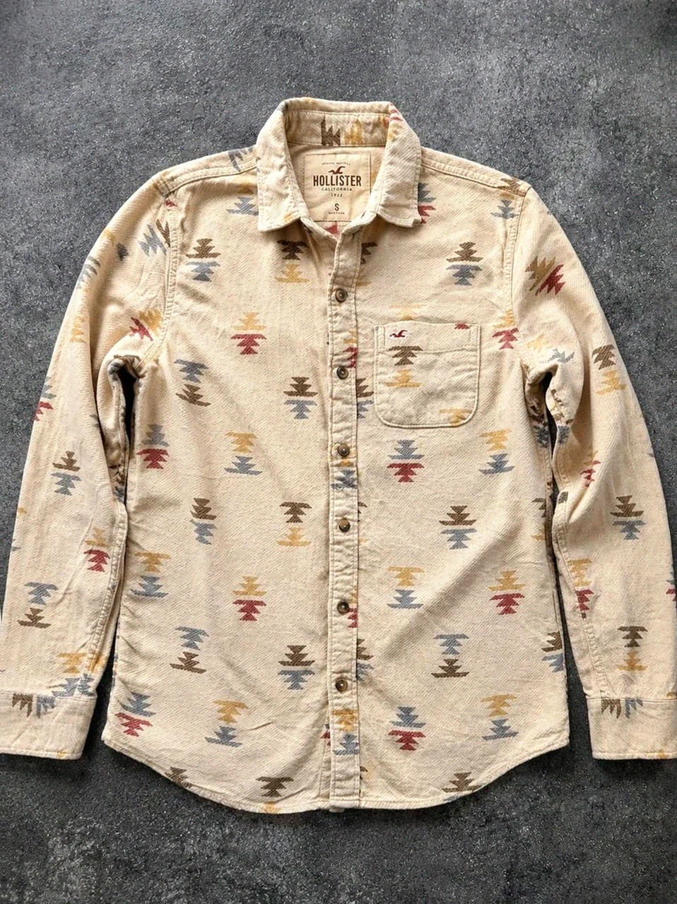 Chemise Hollister California Pacific Merchants 1922 Southwestern Aztec Western 100% coton – S