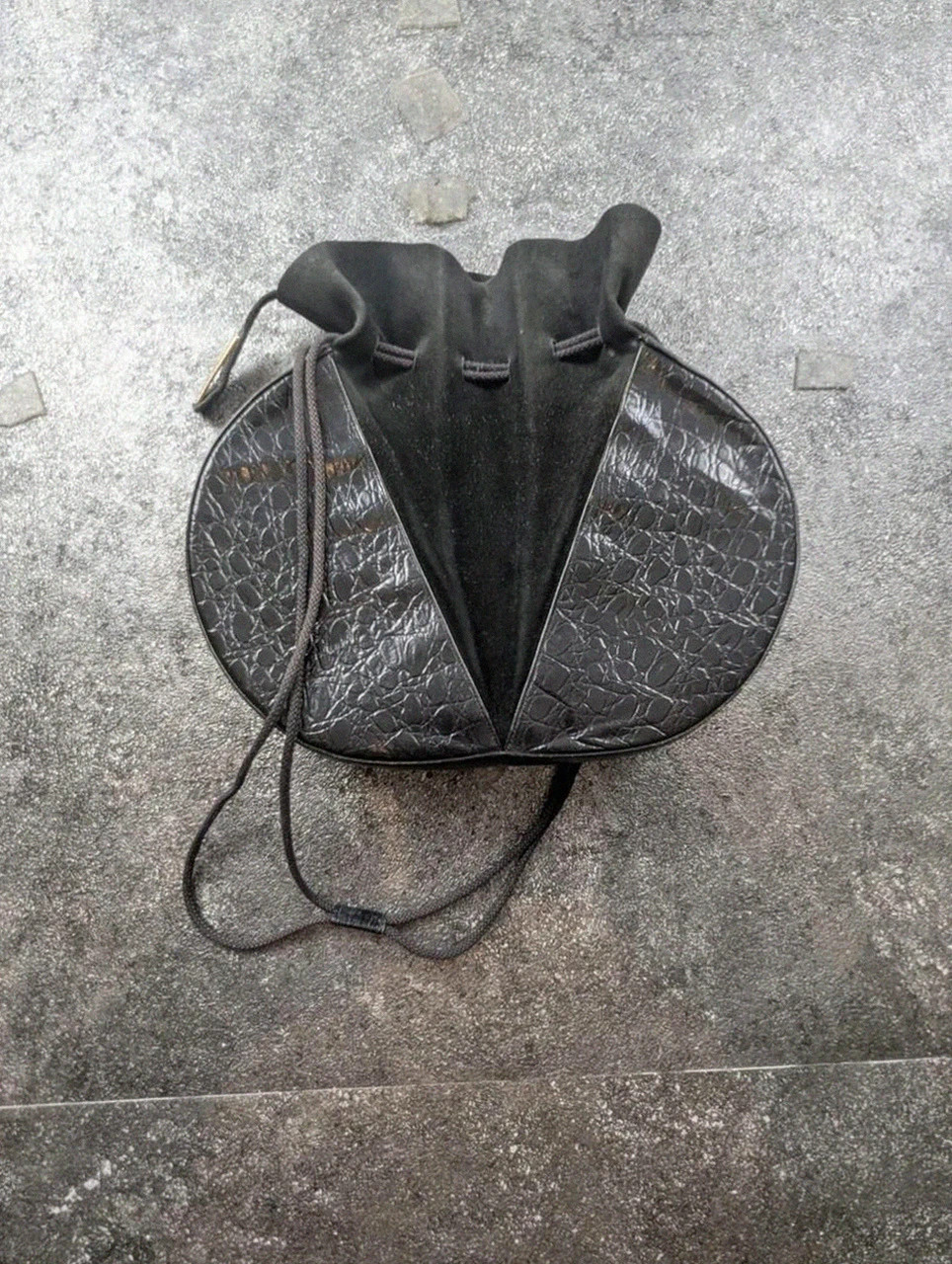 Sac à main vintage Xavier Danaud Paris Made in France – noir façon croco – sac créateur rétro rare – Xavier Danaud 2