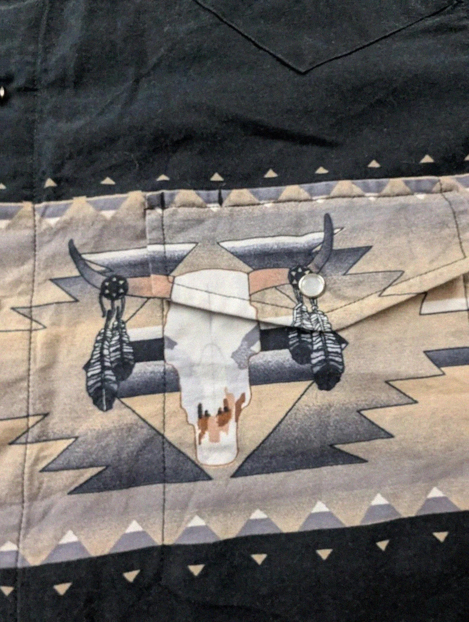 Chemise western Cumberland Outfitters L noire motif tête de bison cowboy ranch vintage homme – Vintage Dressing – taille L 5
