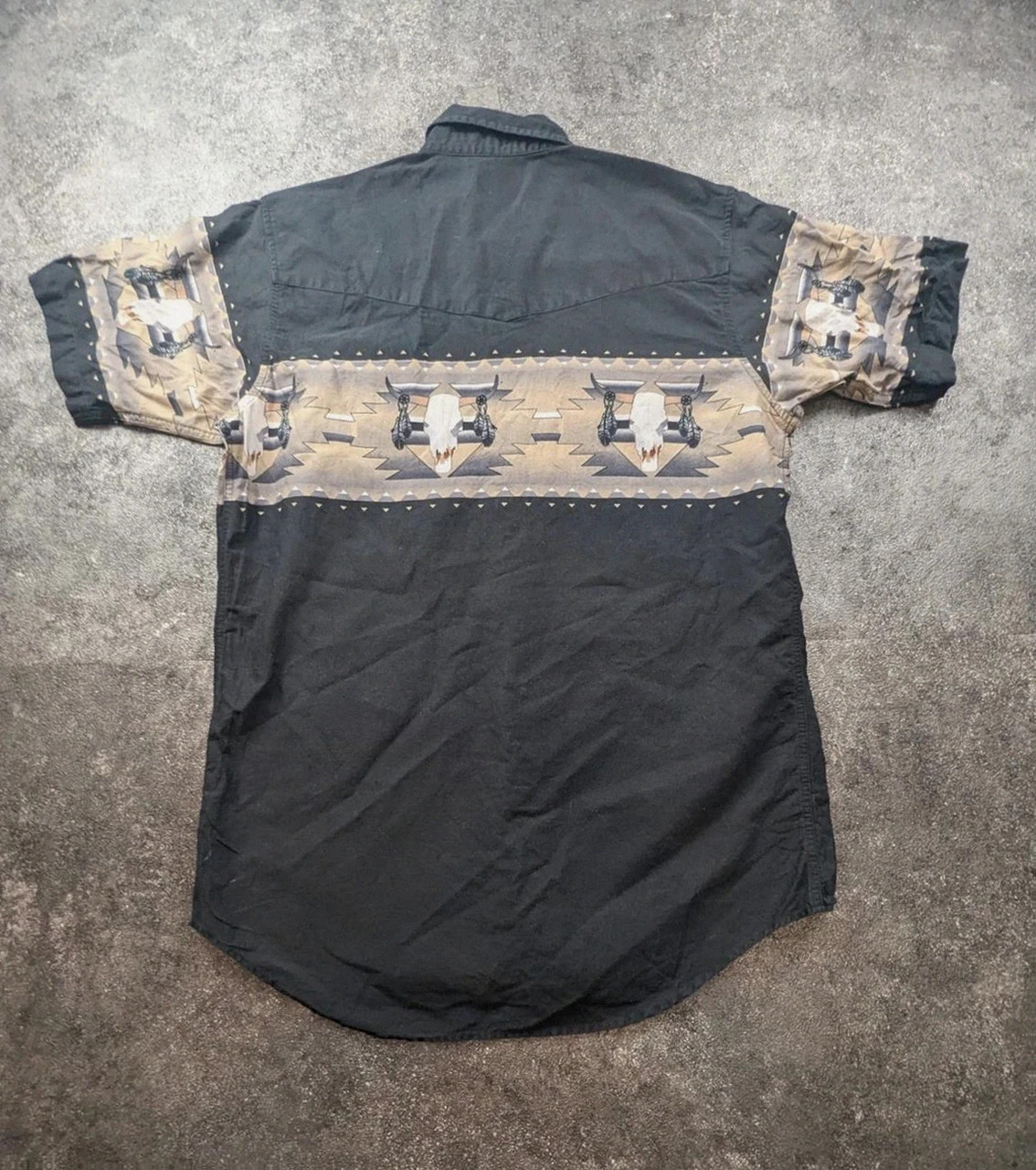 Chemise western Cumberland Outfitters L noire motif tête de bison cowboy ranch vintage homme – Vintage Dressing – taille L 3