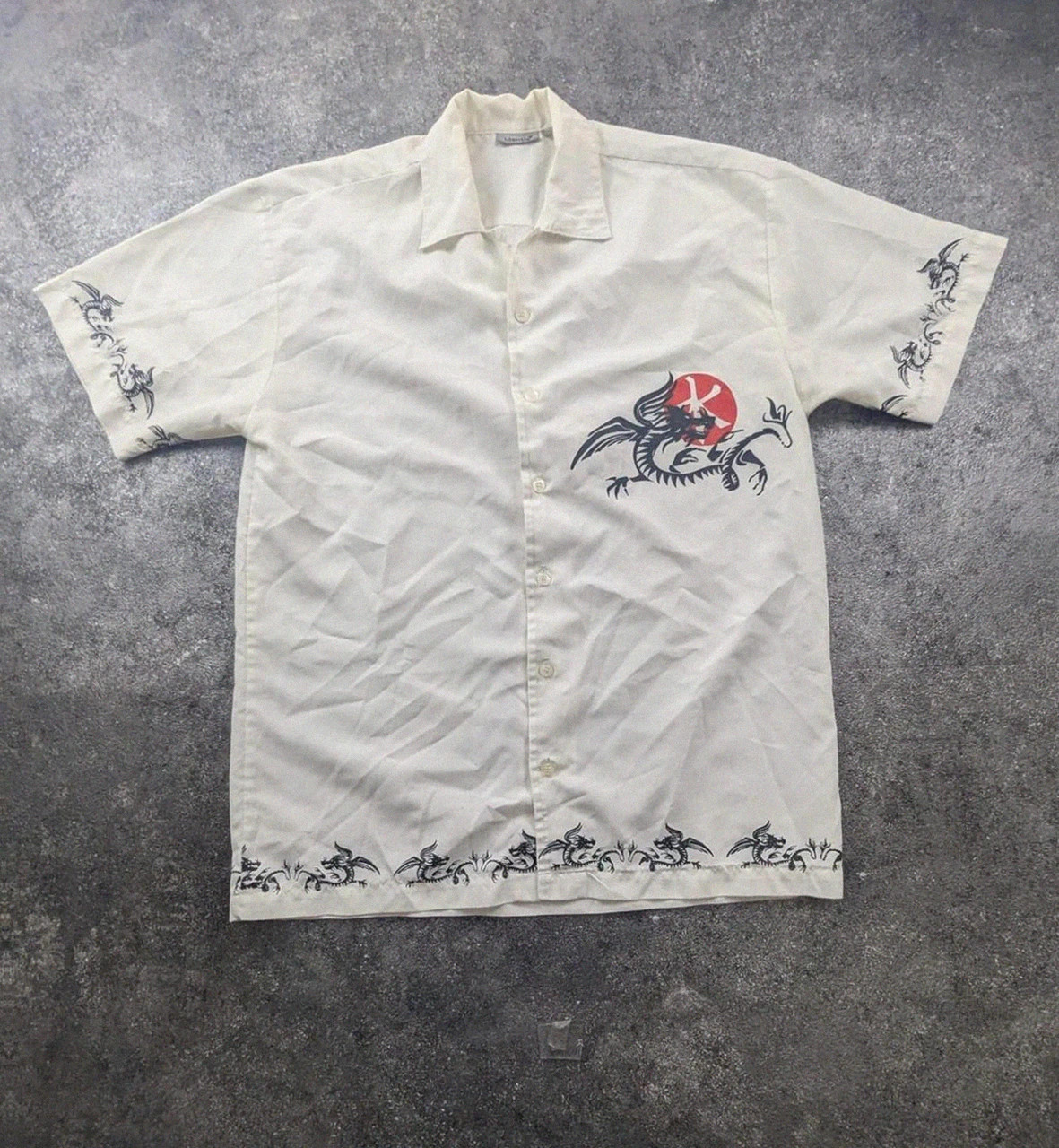 Chemise dragon japonaise identic y2k manga cyber streetwear beige crème oversize S M L vintage – Identic – taille S 2