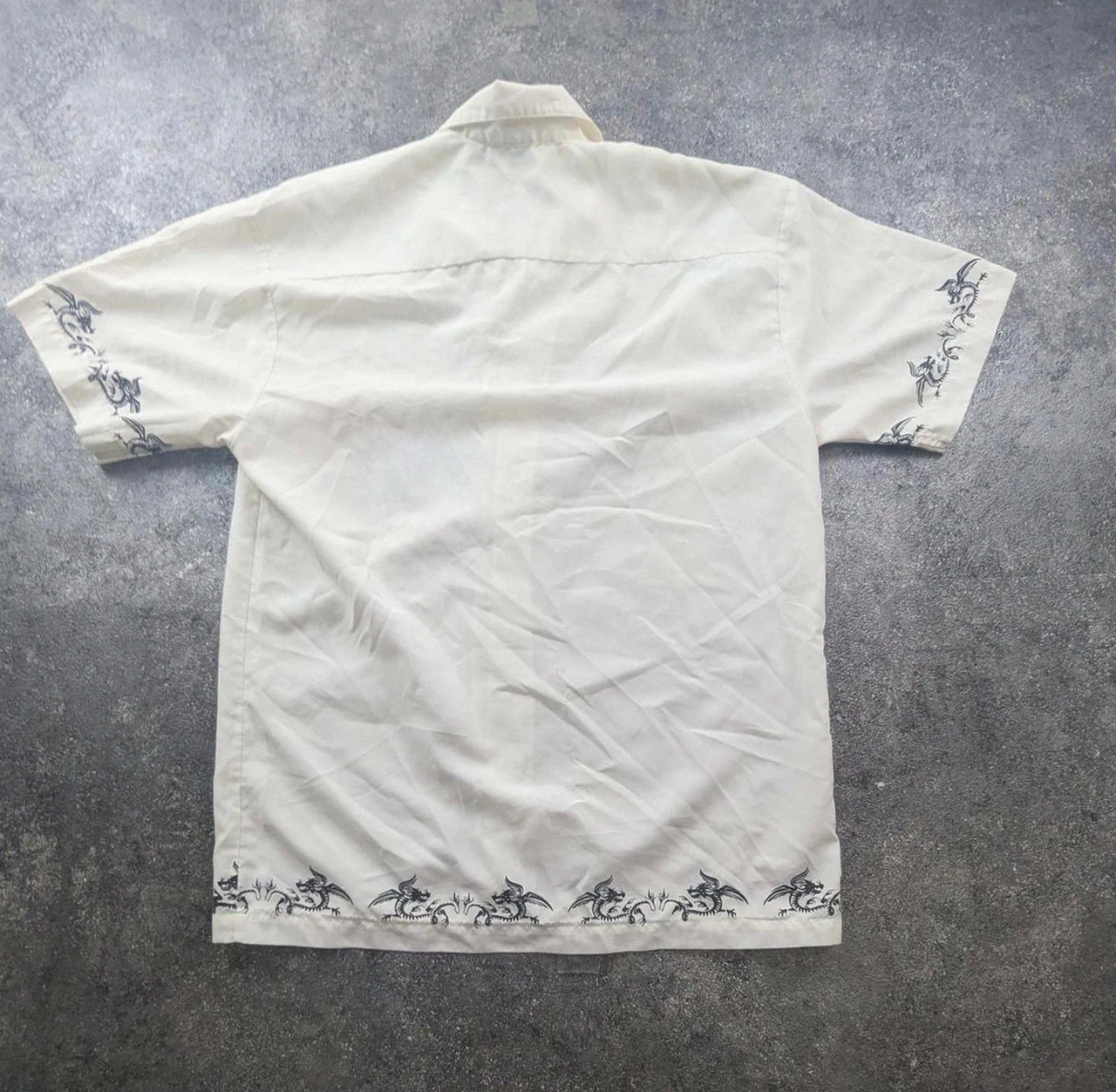 Chemise dragon japonaise identic y2k manga cyber streetwear beige crème oversize S M L vintage – Identic – taille S 3