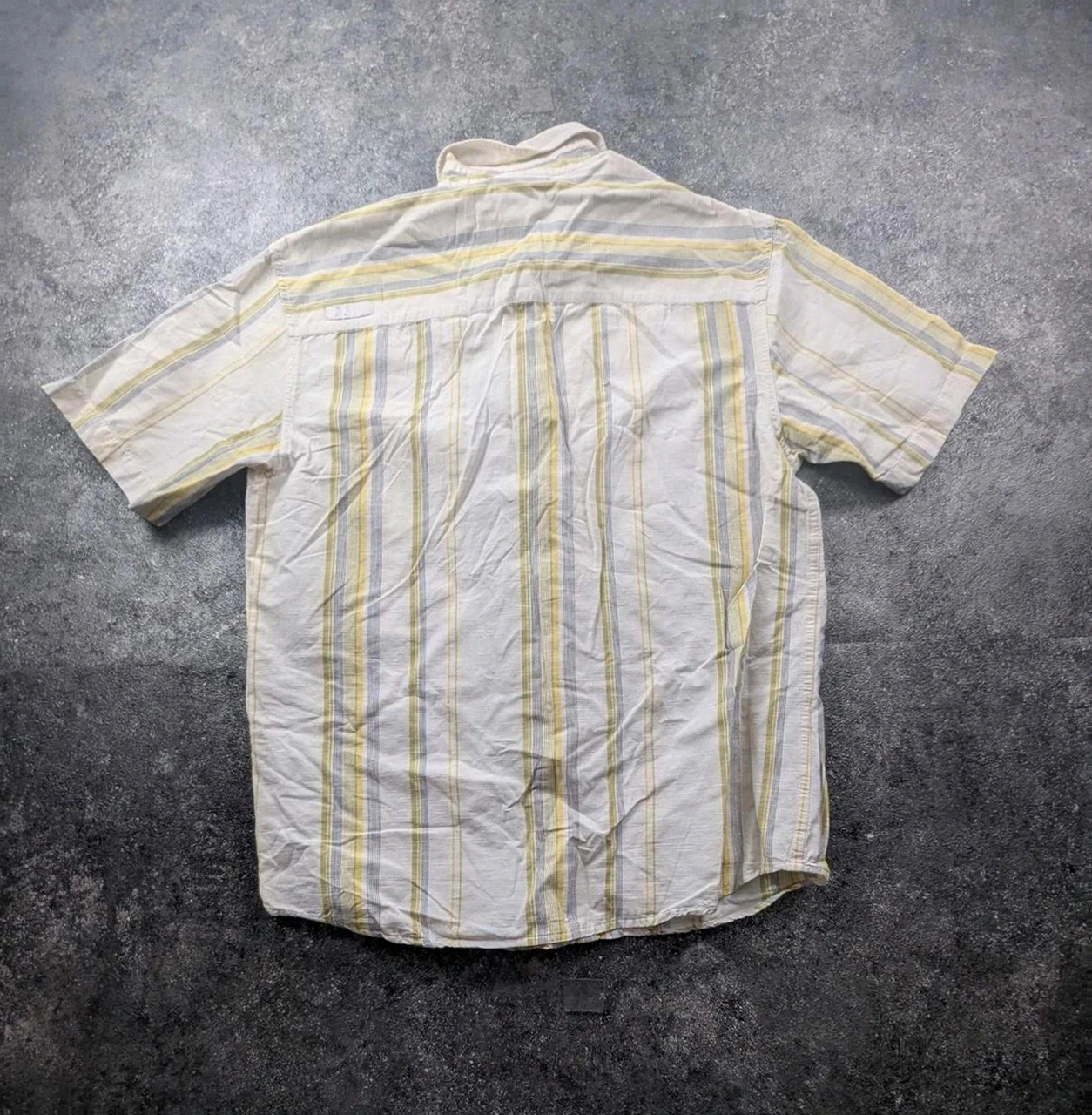 Chemise Oxbow L Rayée Beige Vert Homme 100 % Coton Manches Courtes Casual Surf Vintage – Oxbow – taille L 3