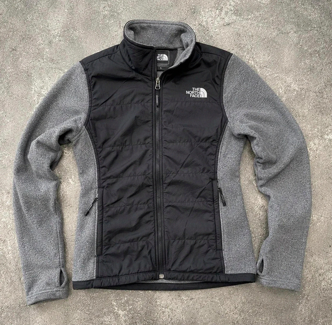 The North Face Veste Polaire Hybride Femme S Noir Gris Matelassée Outdoor Randonnée Trekking