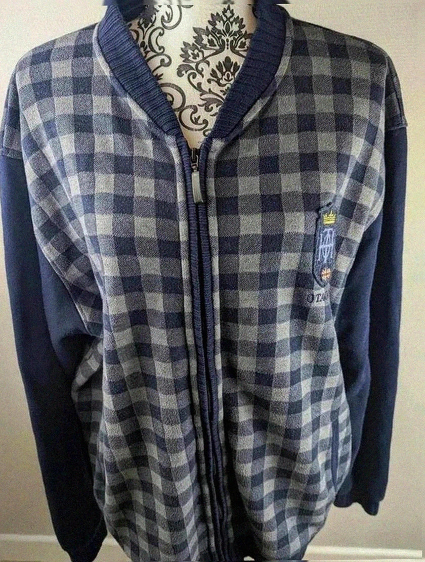 Gilet zippé Otago – Xxl – Motif damier – Style rugby bleu marine