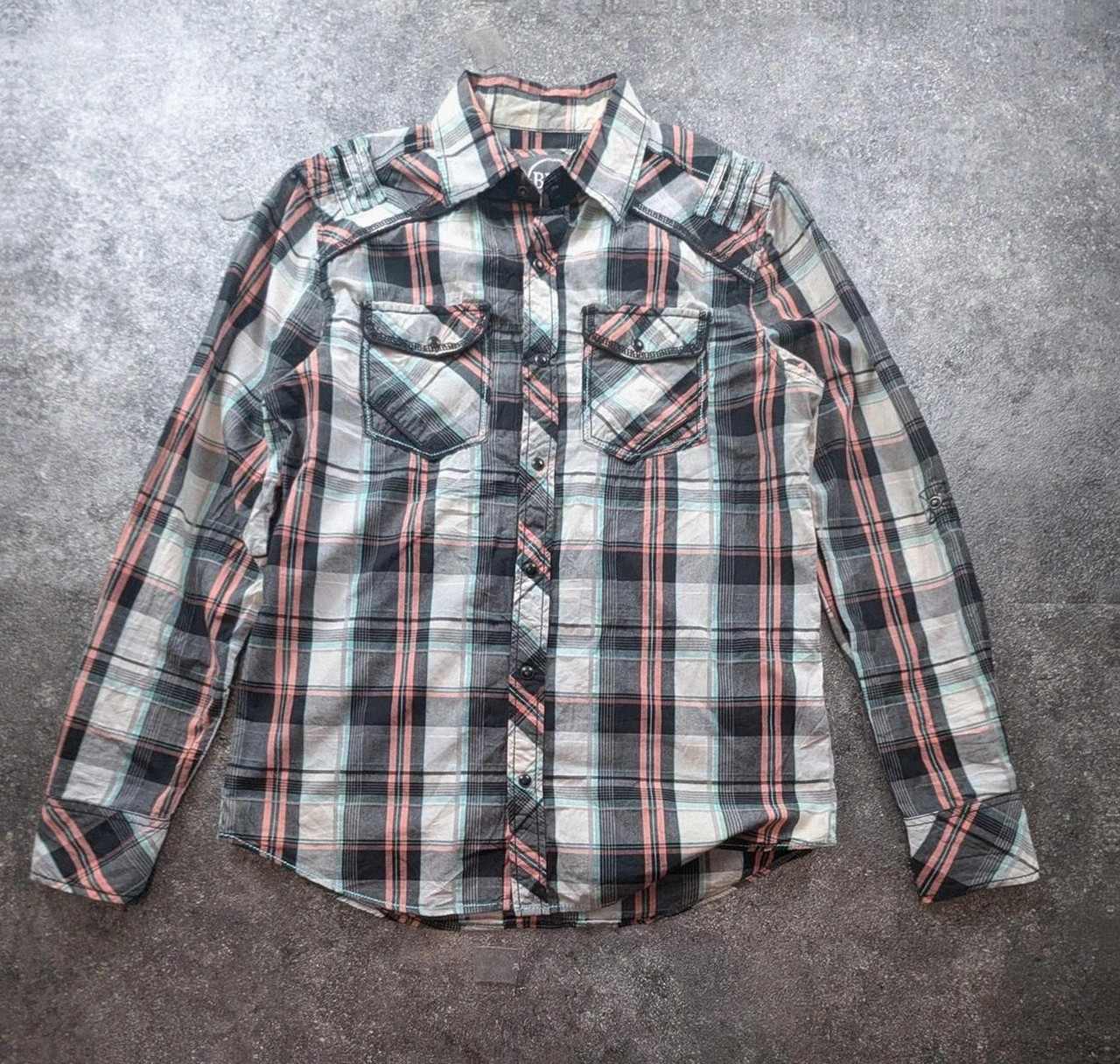 Chemise Bke Athletic Fit S à carreaux western Americana plaid multicolore – BKE – taille S 2