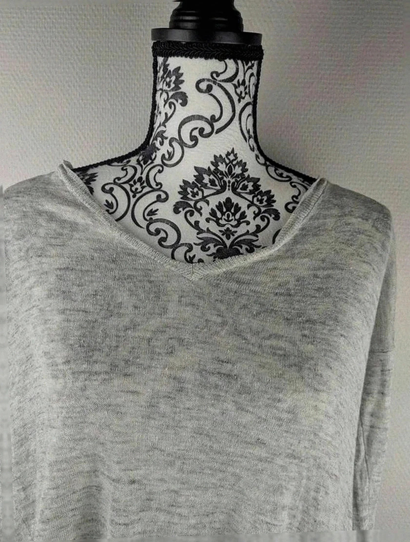 Top en maille fine Kujten cachemire lin, col V, dos croisé, coupe fluide S – Kujten – taille S / 36 / 8 3