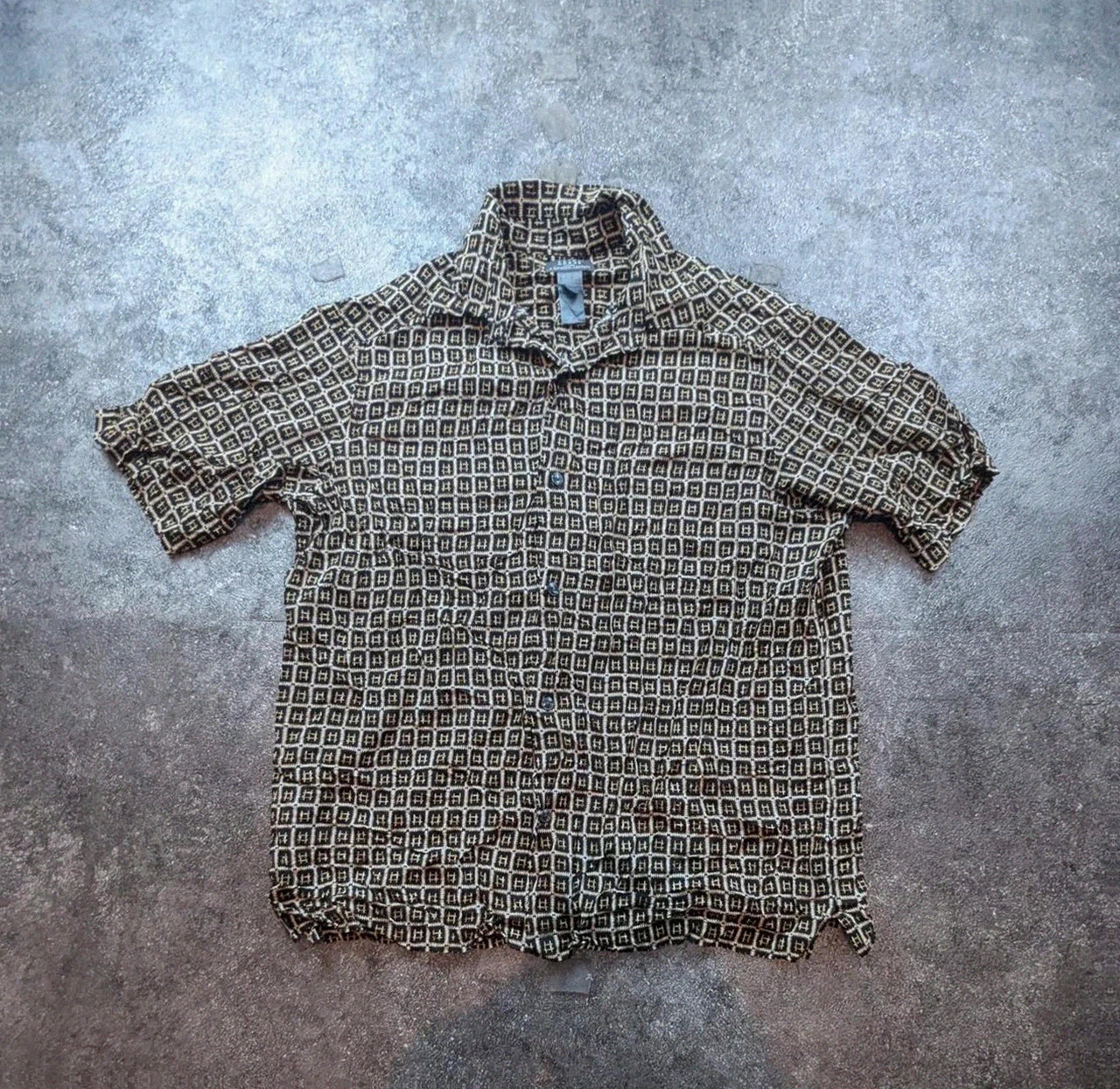 Crazy Horse chemise vintage 90s crazy pattern géométrique all over rayon L – Crazy Horse Craft – taille L 2