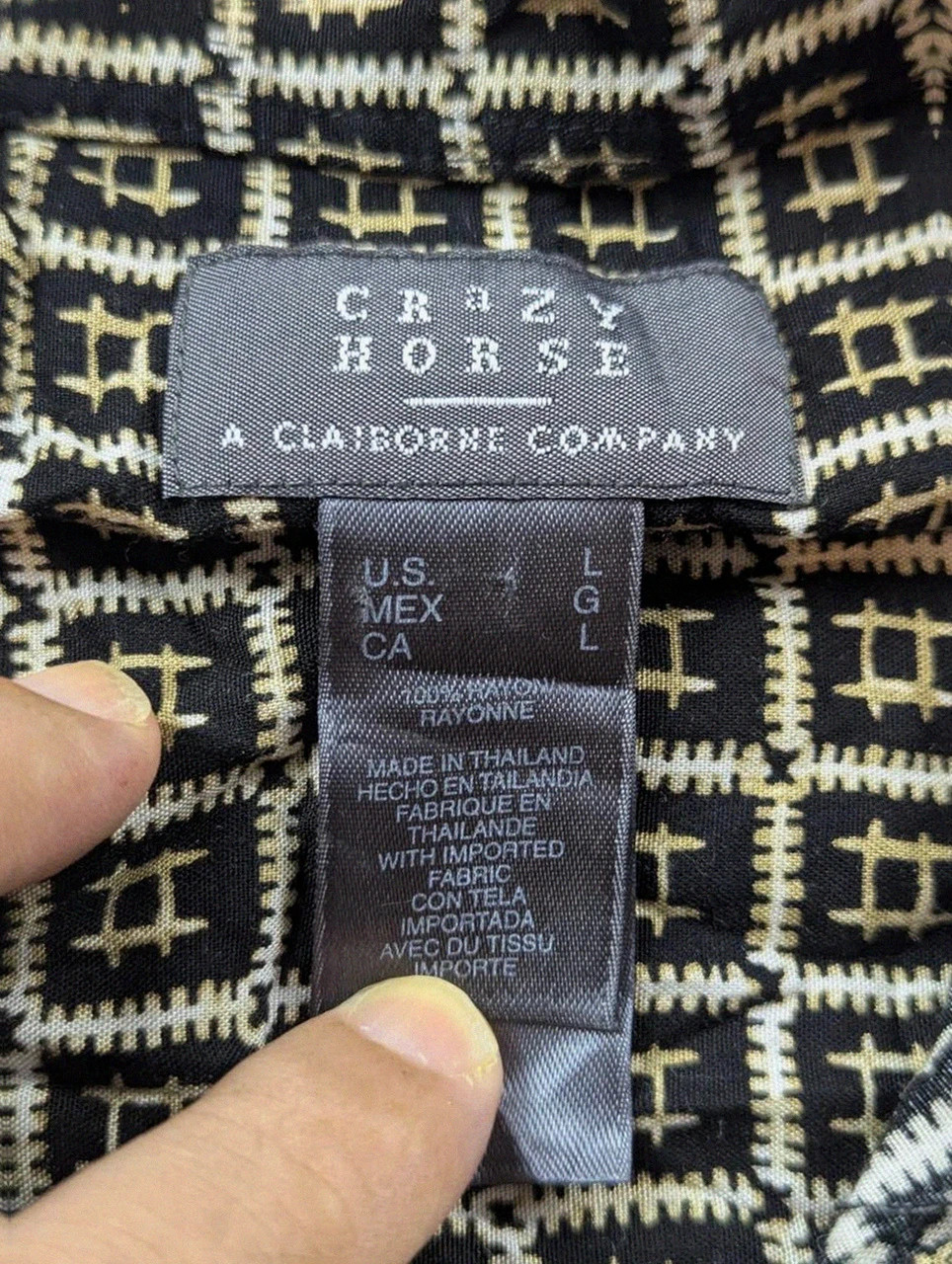 Crazy Horse chemise vintage 90s crazy pattern géométrique all over rayon L – Crazy Horse Craft – taille L 4