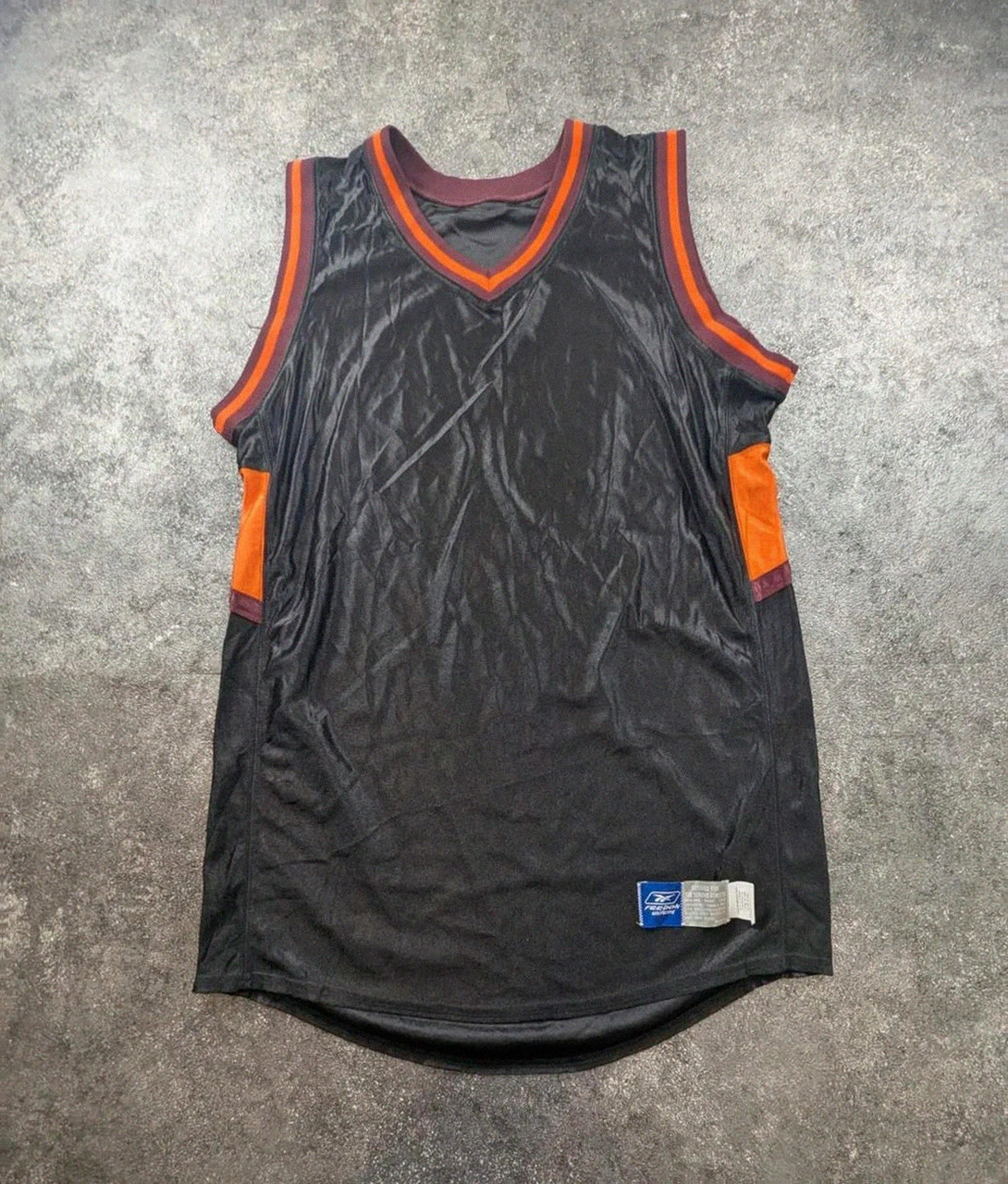 Maillot basketball Reebok vintage noir orange mesh Nba style streetwear oversize Xl