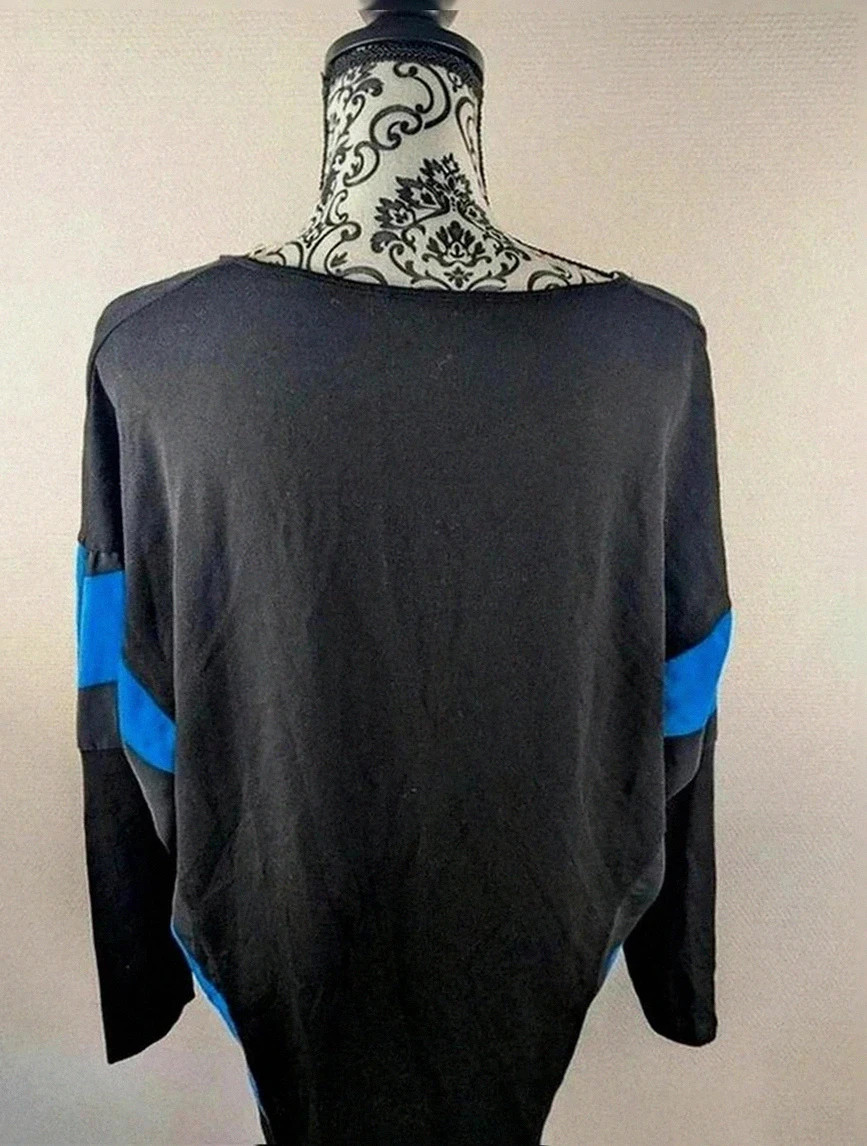 Tunique Alain Murati vintage noir et bleu – Coupe ample fluide taille (42) look chic – Alain Murati – taille XL / 42 / 14 3