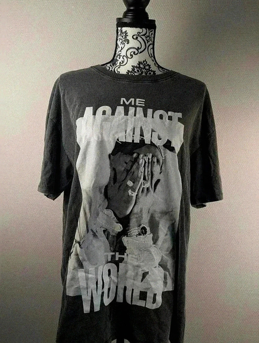 Magnifique t shirt 2pac bershka gris vintage fan streetwear y2k hip-hop 2000 mixtebS