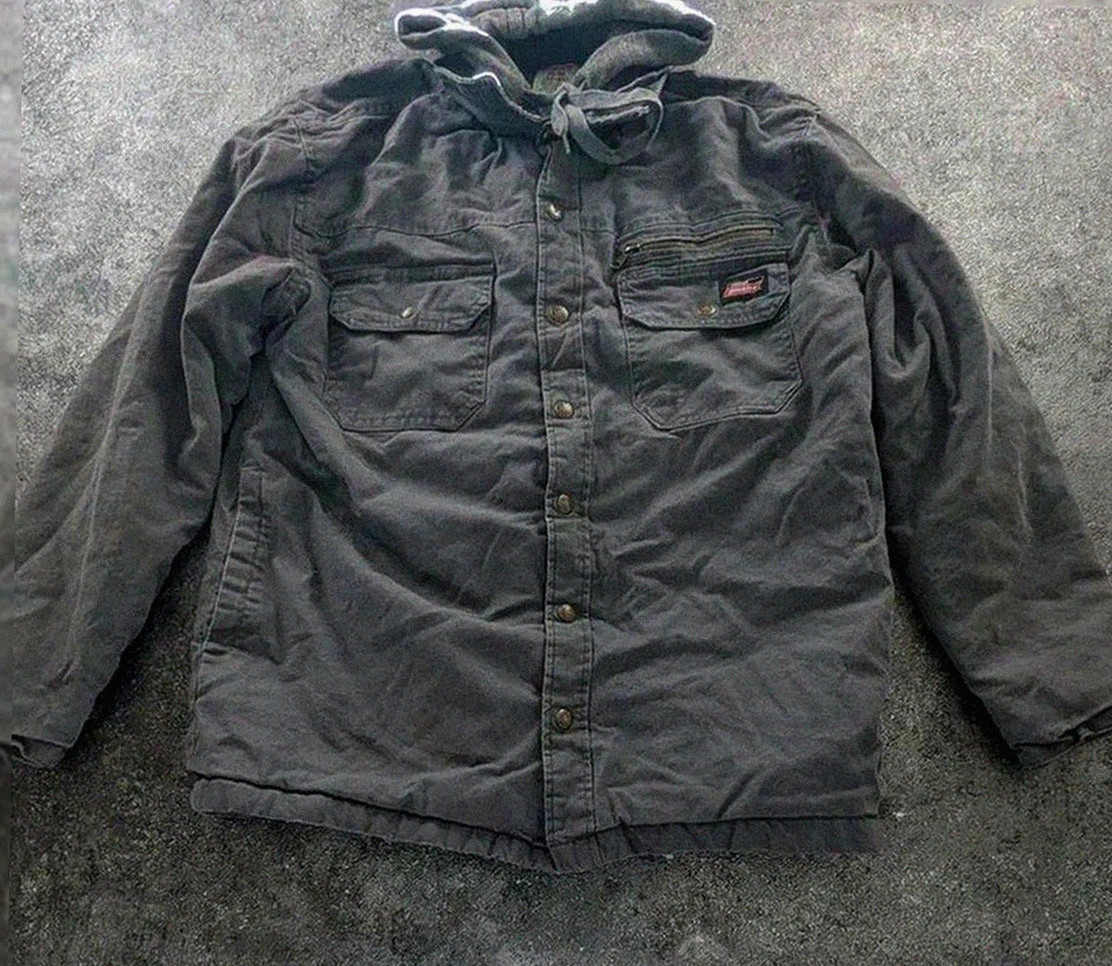 Veste Dickies workwear grise canvas capuche sweat doublure matelassée L outdoor streetwear biker