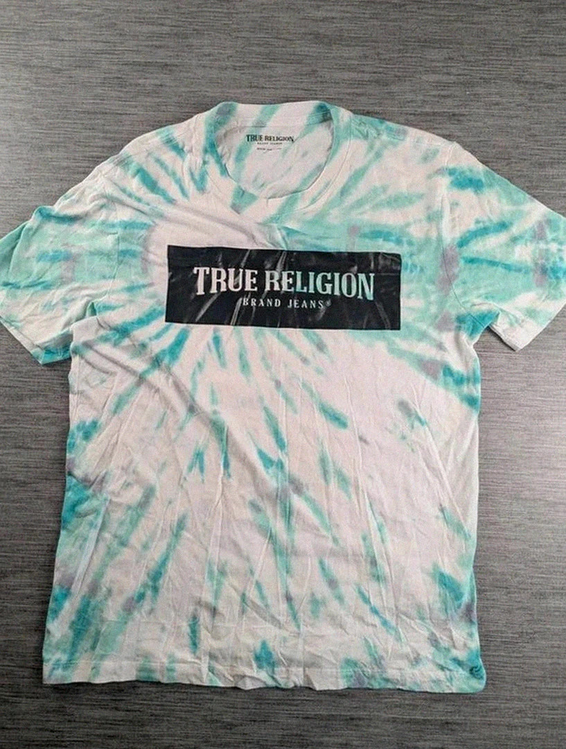 T-shirt bleu tie dye True Religion – taille M oversize tendance urban bohème