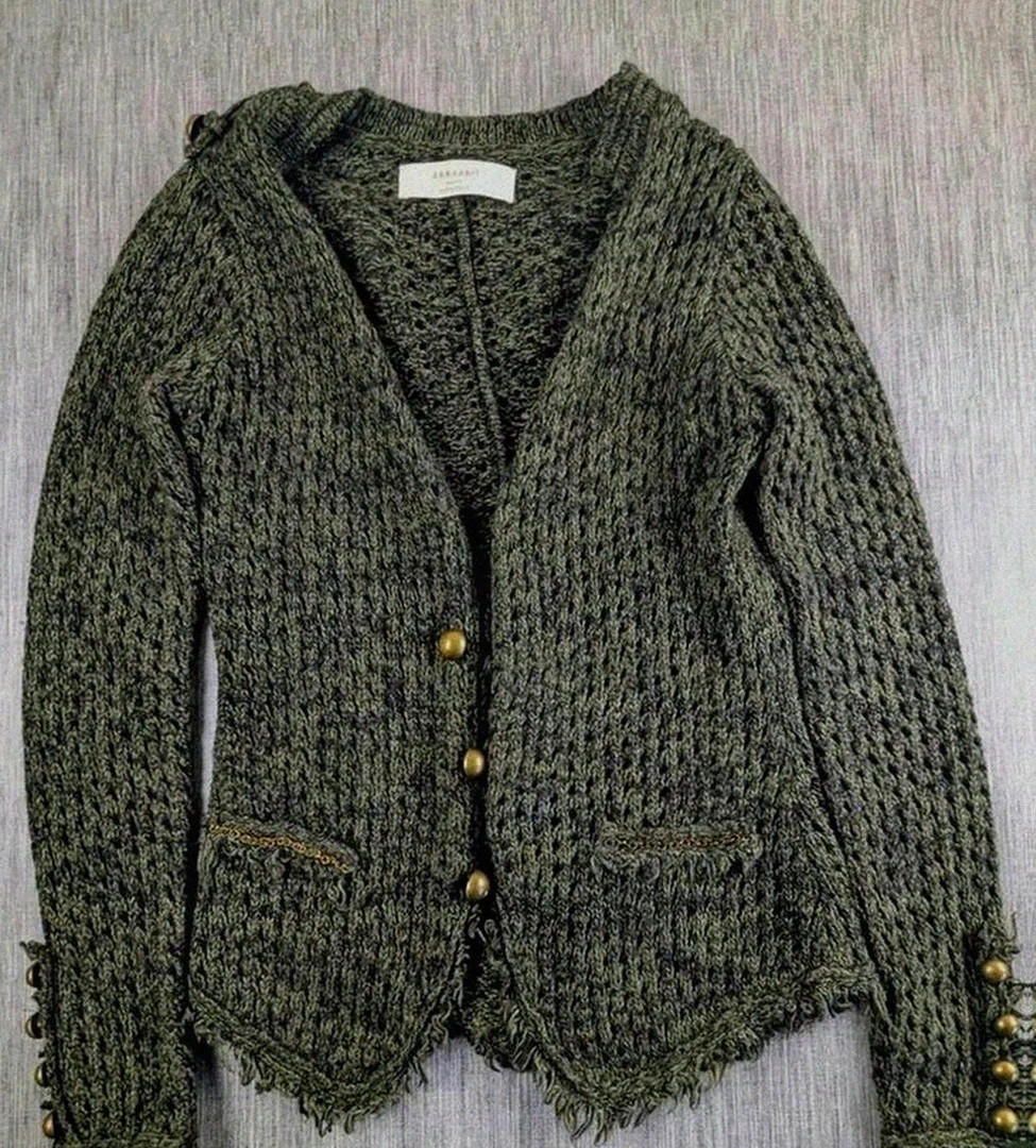 Veste cardigan Zara Knit vert kaki – taille S (convient XS)