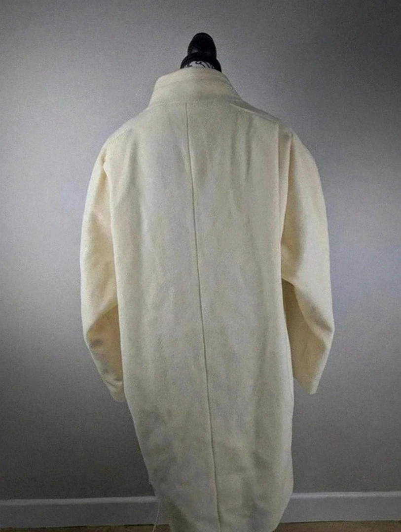 Manteau long en laine écru vintage style britannique élégant doublé chaud hiver vintage dressing – Vintage Dressing – taille XXL / 44 / 16 3