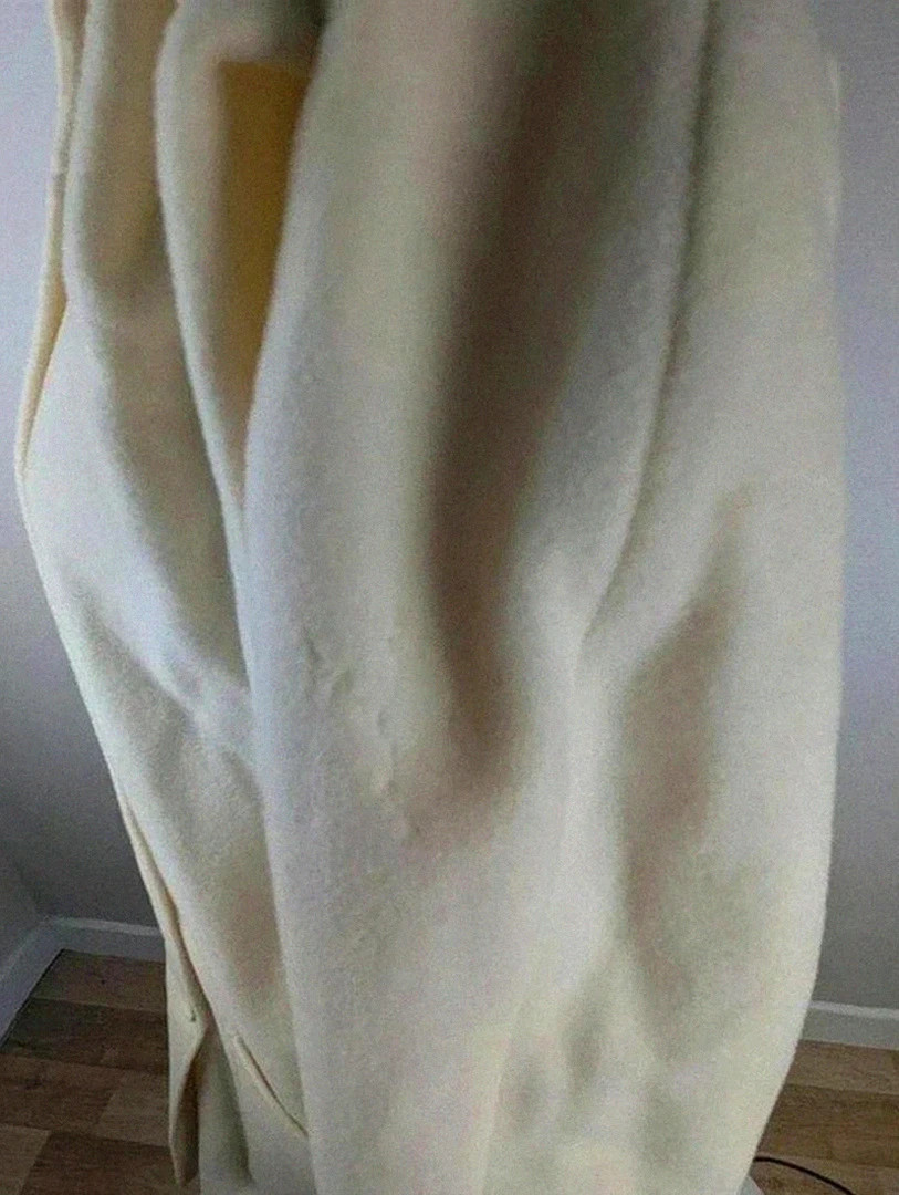 Manteau long en laine écru vintage style britannique élégant doublé chaud hiver vintage dressing – Vintage Dressing – taille XXL / 44 / 16 5