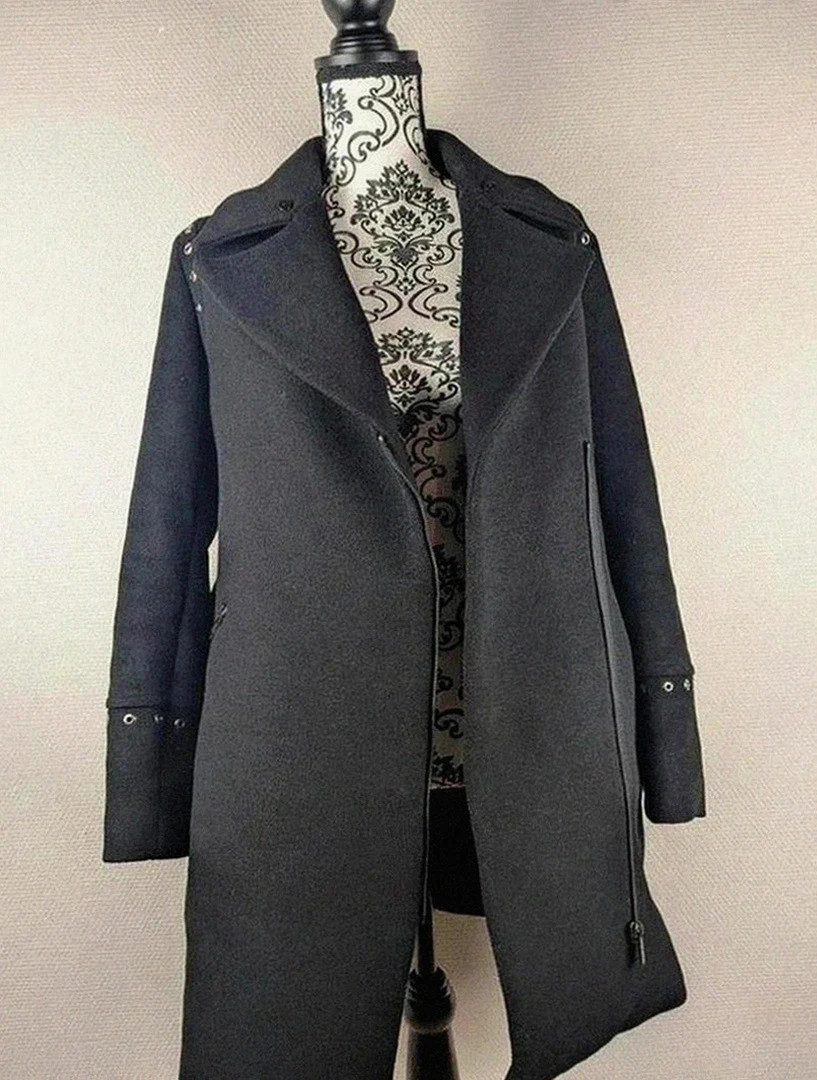 Manteau long Morgan noir ceinturé style biker chic, coupe élégante et structurée 38 – Morgan – taille M / 38 / 10 3