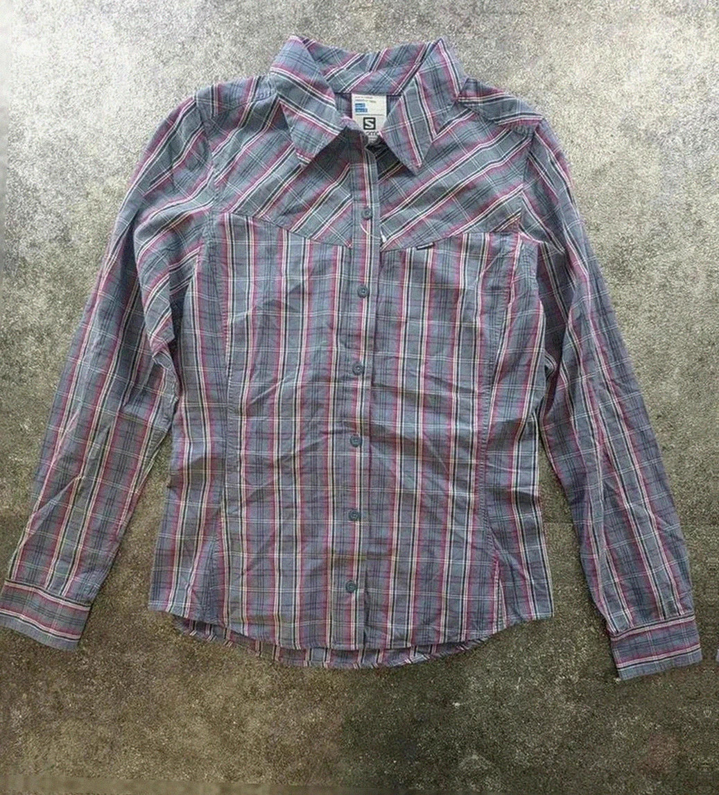 Chemise Salomon carreaux outdoor randonnée S neuve coupe ajustée hiking