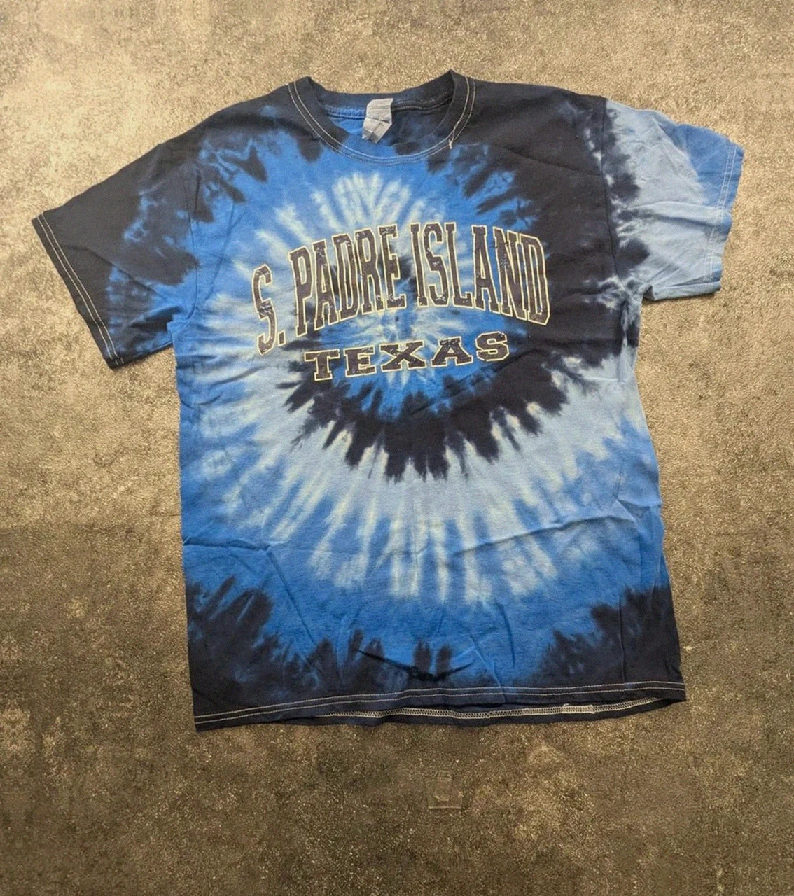 T-shirt vintage bleu Y2K S. Padre Island Texas tie dye spiral L – Gildan – taille L 2