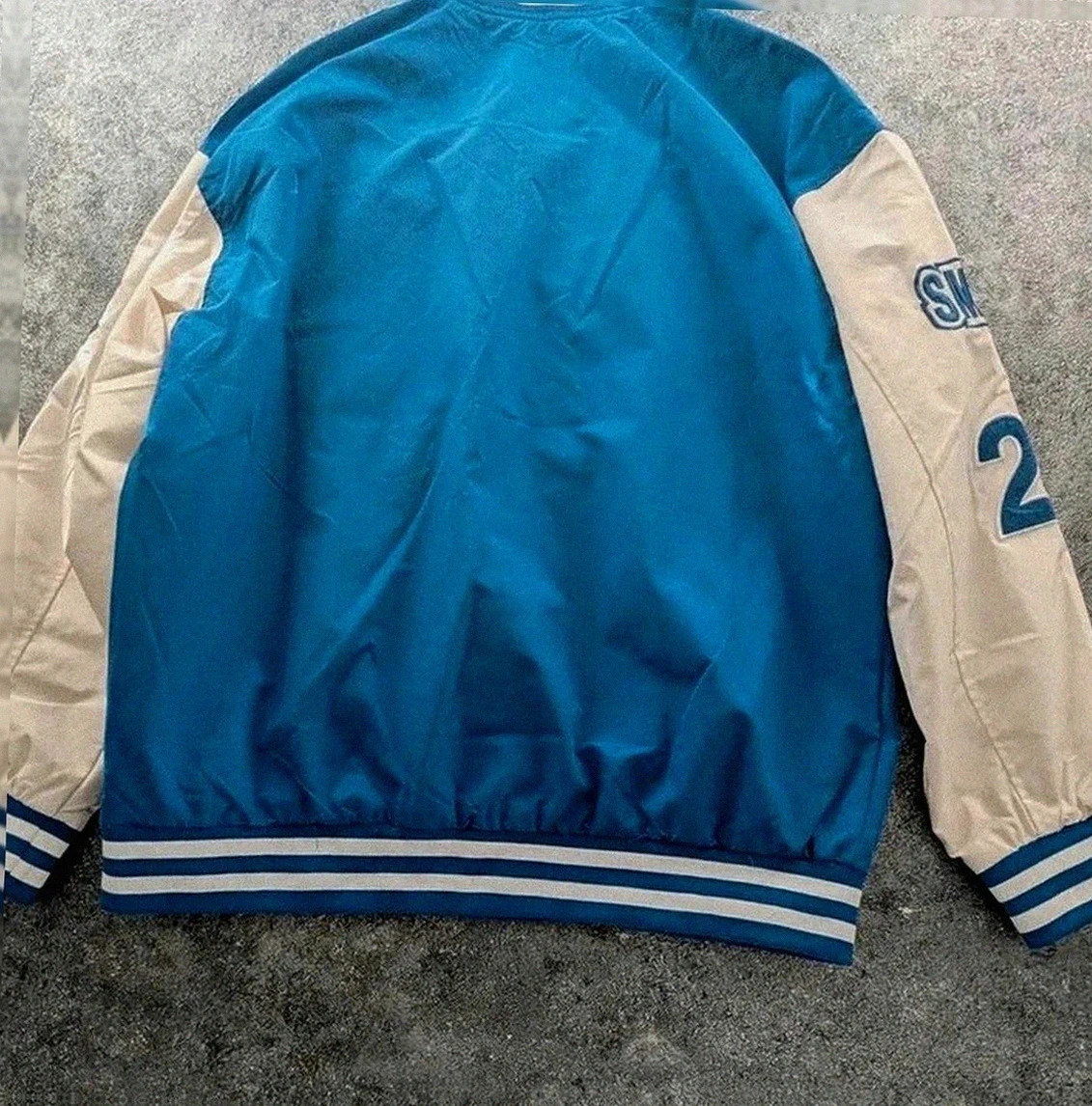 Veste college varsity bleu blanc vintage coupe oversize – Varsity – taille L 2