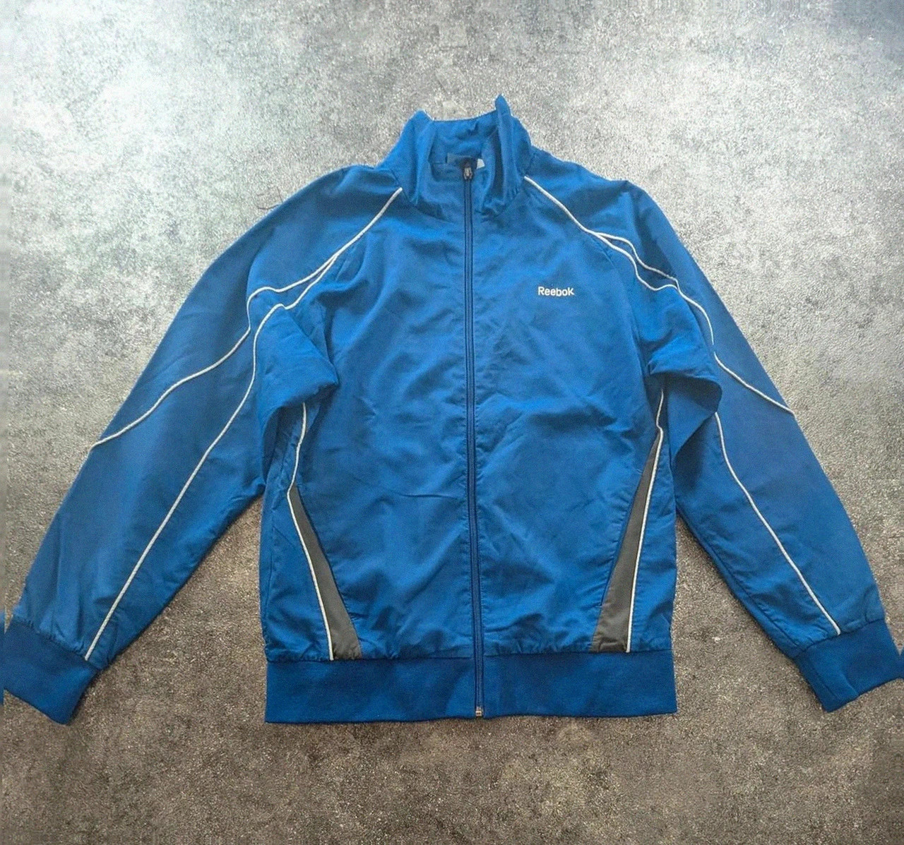 Veste Reebok vintage bleue zip vintage sport streetwear logo brodé taille S