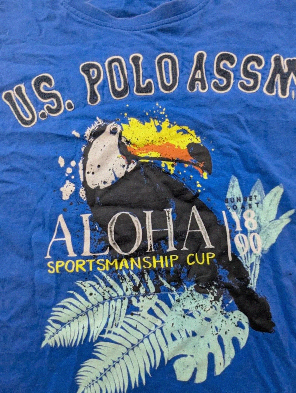 T-shirt U.S. Polo Assn Aloha Cup bleu tropical toucan vintage Xxl – U.S. Polo Assn. – taille XXL 3