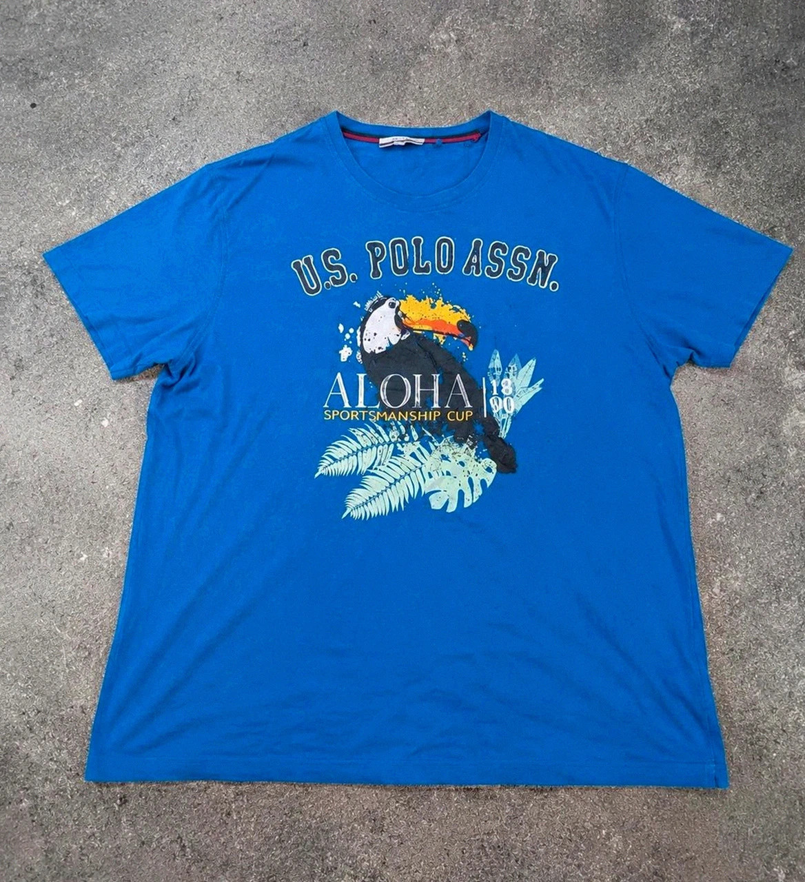 T-shirt U.S. Polo Assn Aloha Cup bleu tropical toucan vintage Xxl