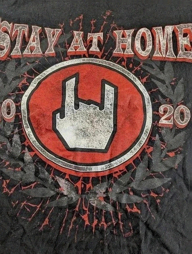 T-shirt Gildan noir Stay At Home 2020 festival humour libertaire non conformiste metal hardrock S – Gildan – taille S / 36 / 8 3