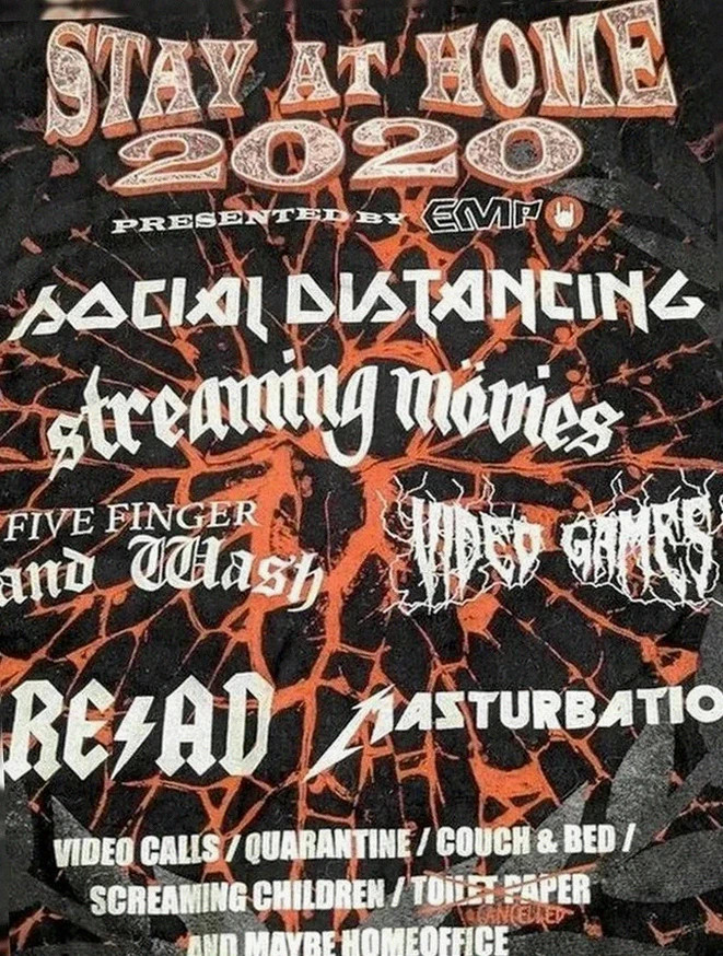 T-shirt Gildan noir Stay At Home 2020 festival humour libertaire non conformiste metal hardrock S – Gildan – taille S / 36 / 8 5