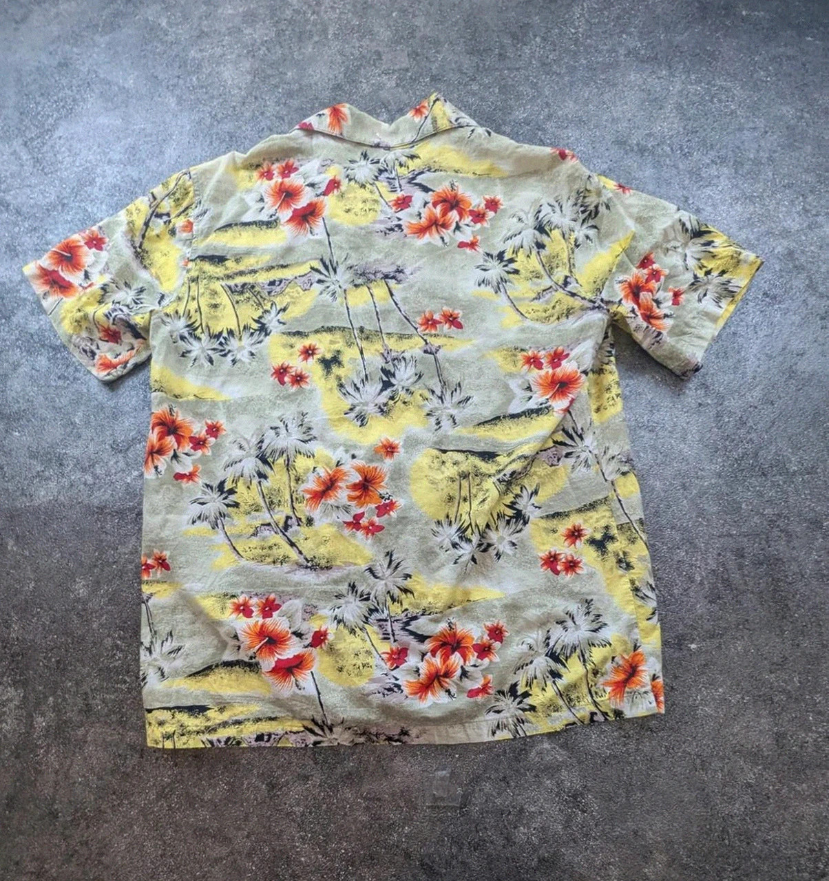 Chemise hawaïenne La Latest vintage tropical floral aloha coton beige orange taille M 🌺 – Vintage Dressing – taille M 3