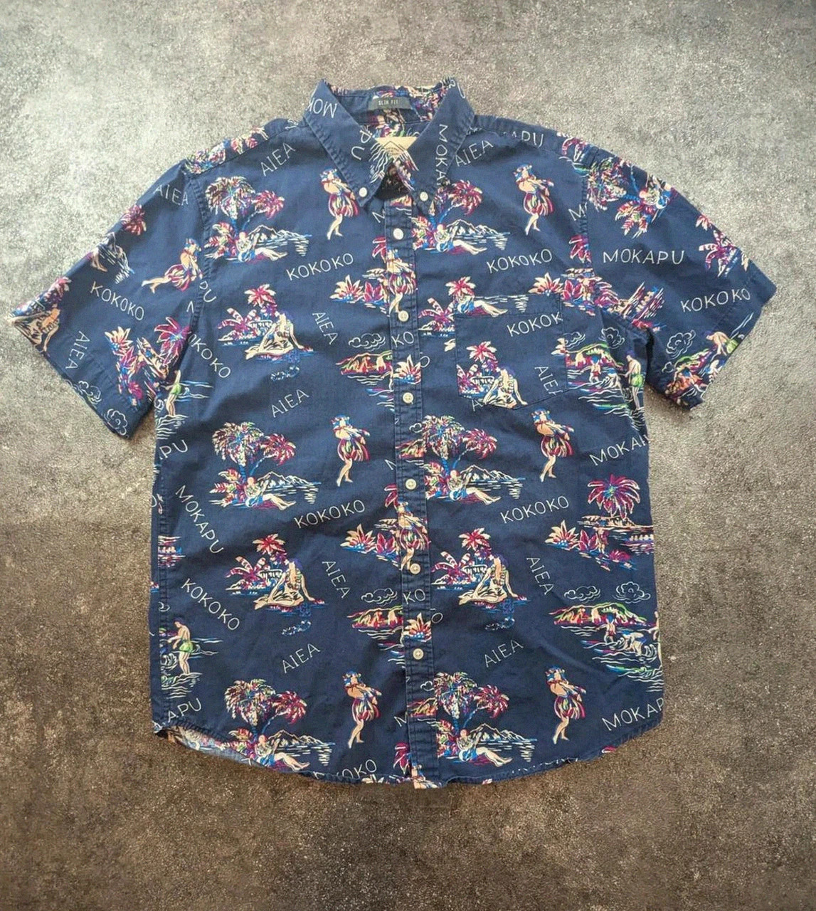 Chemise hawaïenne St John’s Bay slim fit L coton motif aloha surf vintage – Vintage Dressing – taille L 2