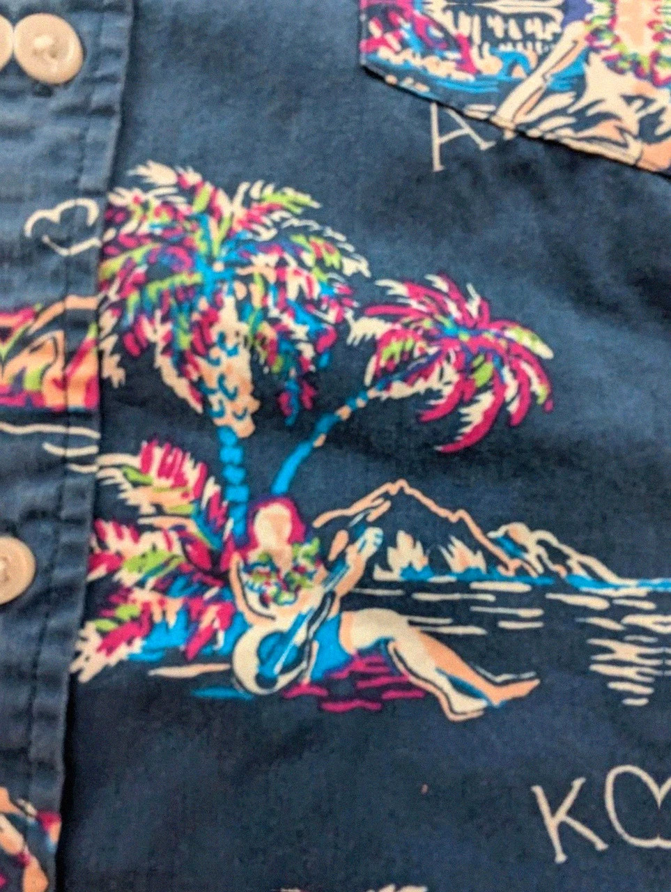 Chemise hawaïenne St John’s Bay slim fit L coton motif aloha surf vintage – Vintage Dressing – taille L 5