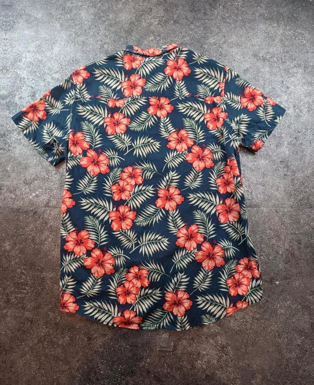 Chemise hawaïenne Department 1987 tropical hibiscus navy coton summer S vintage dressing – Vintage Dressing – taille S 3