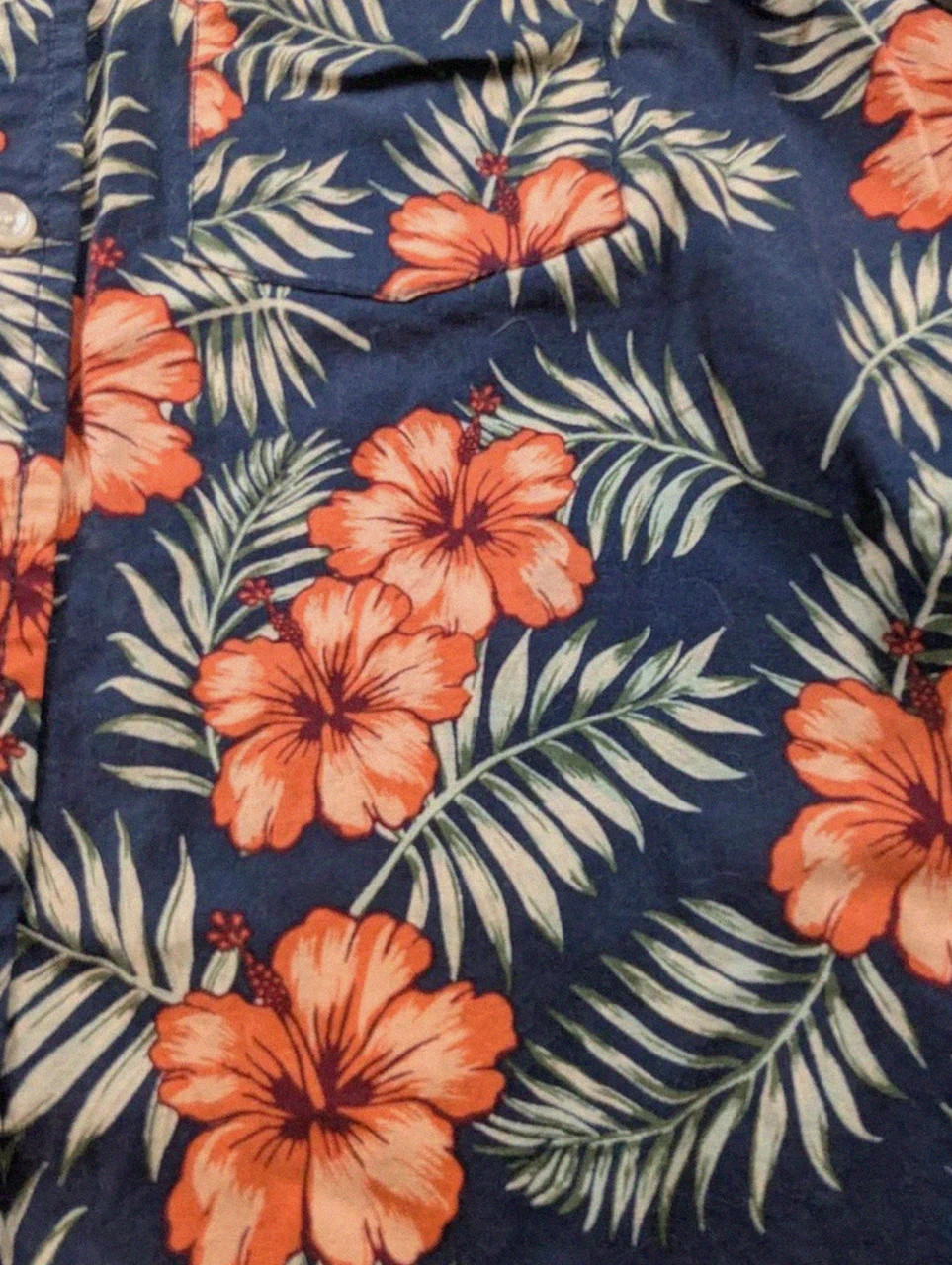 Chemise hawaïenne Department 1987 tropical hibiscus navy coton summer S vintage dressing – Vintage Dressing – taille S 4