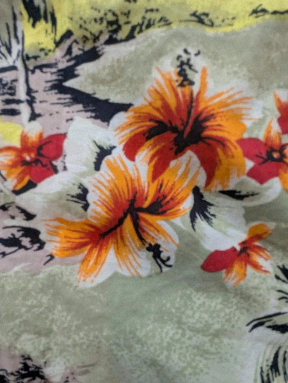 Chemise hawaïenne La Latest vintage tropical floral aloha coton beige orange taille M 🌺 – Vintage Dressing – taille M 5