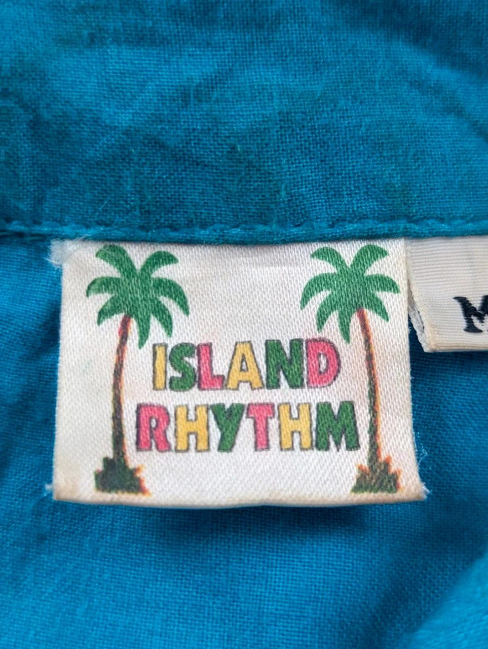 Chemise hawaïenne Island Rhythm bleu tropical cocktails rayon M vintage dressing – Vintage Dressing – taille M 4