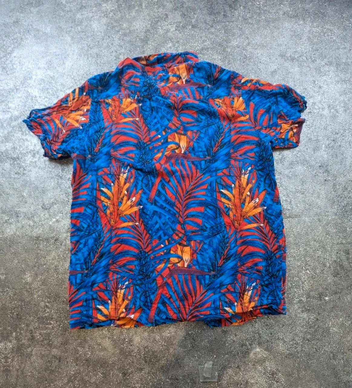 Chemise hawaïenne Vailent viscose tropicale bleu rouge S vintage été fluide aloha shirt – Vailent – taille S 2