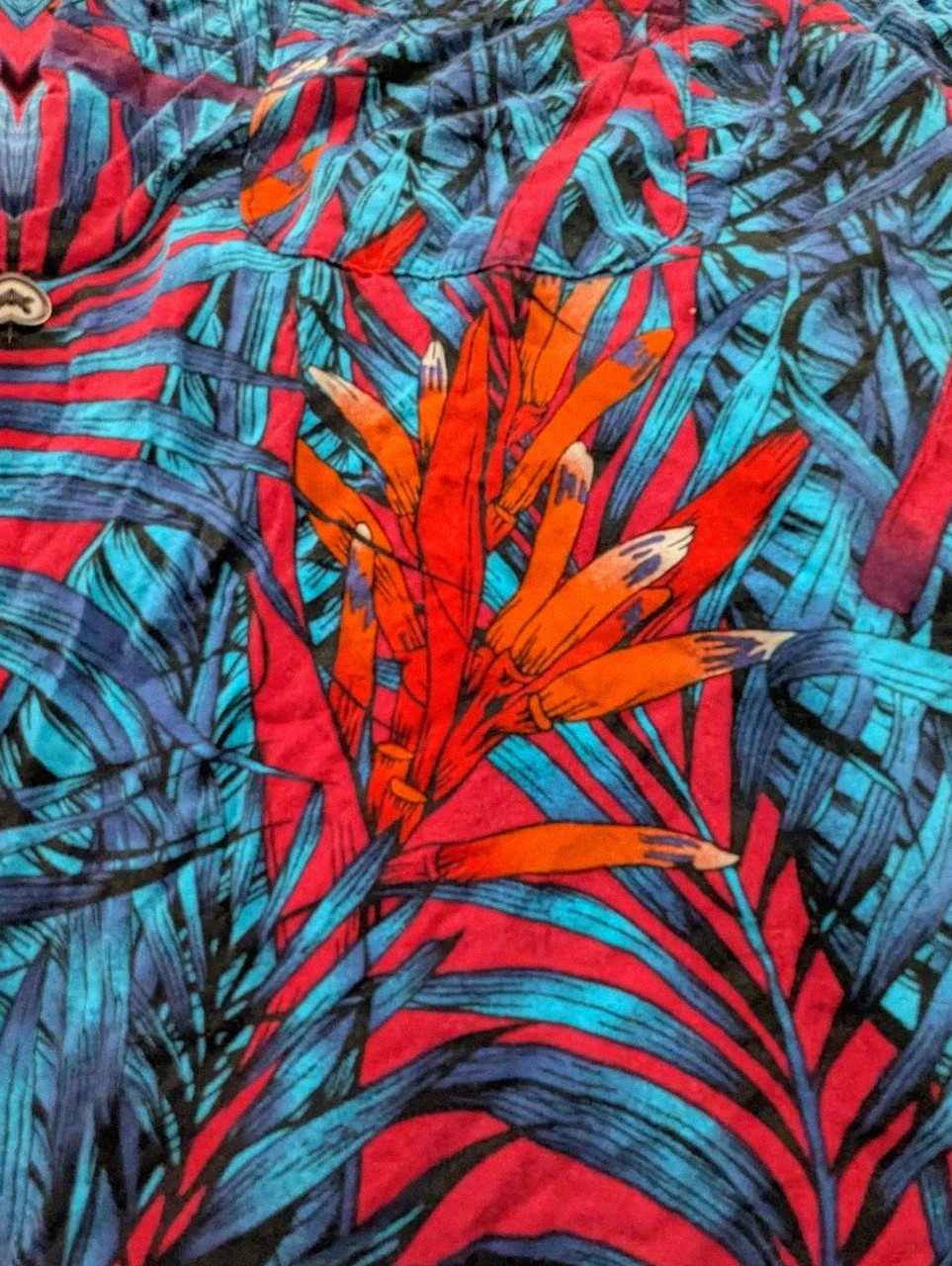 Chemise hawaïenne Vailent viscose tropicale bleu rouge S vintage été fluide aloha shirt – Vailent – taille S 5