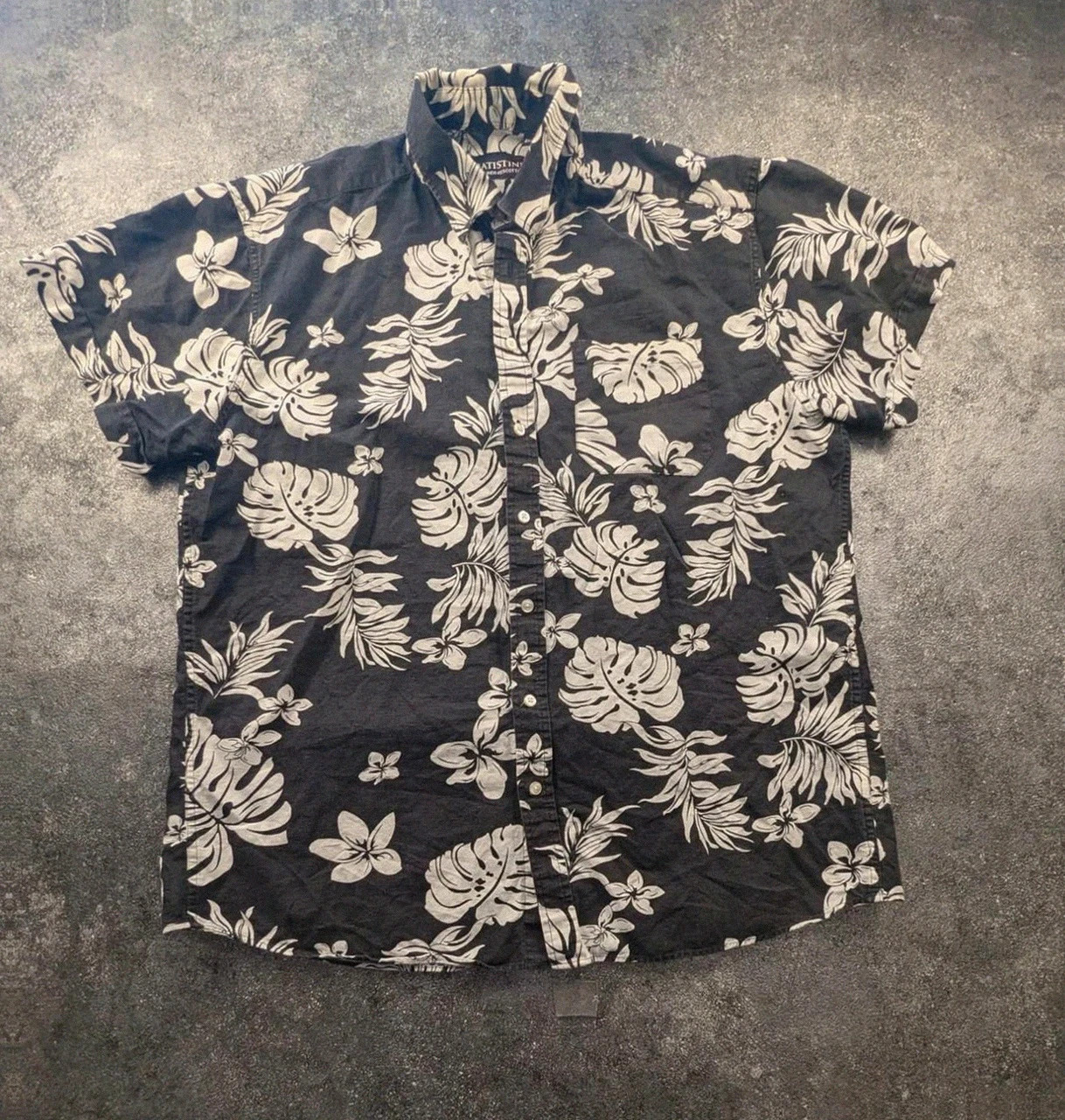 Chemise hawaïenne Batistini noir blanc lin crème tropical 43/44 🌴 – Batistini – taille XL 2
