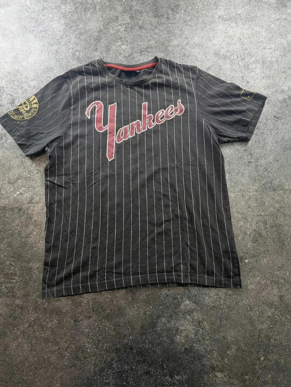 T shirt Majestic New York Yankees World Series Mlb noir pinstripe homme taille M baseball vintage – Majestic Athletic – taille M