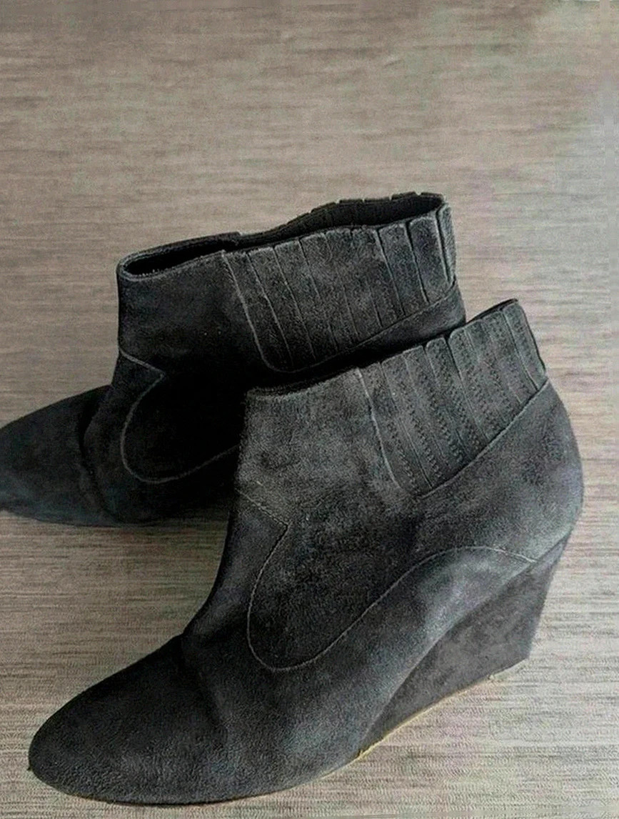Bash – chaussures compensées en nubuck noir – taille 39 chic bohème