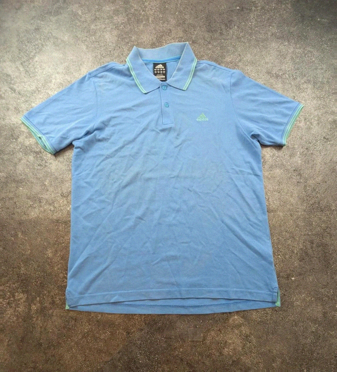 Polo Adidas Climalite Cotton bleu ciel logo brodé tennis golf Y2K taille L – adidas – taille L 2