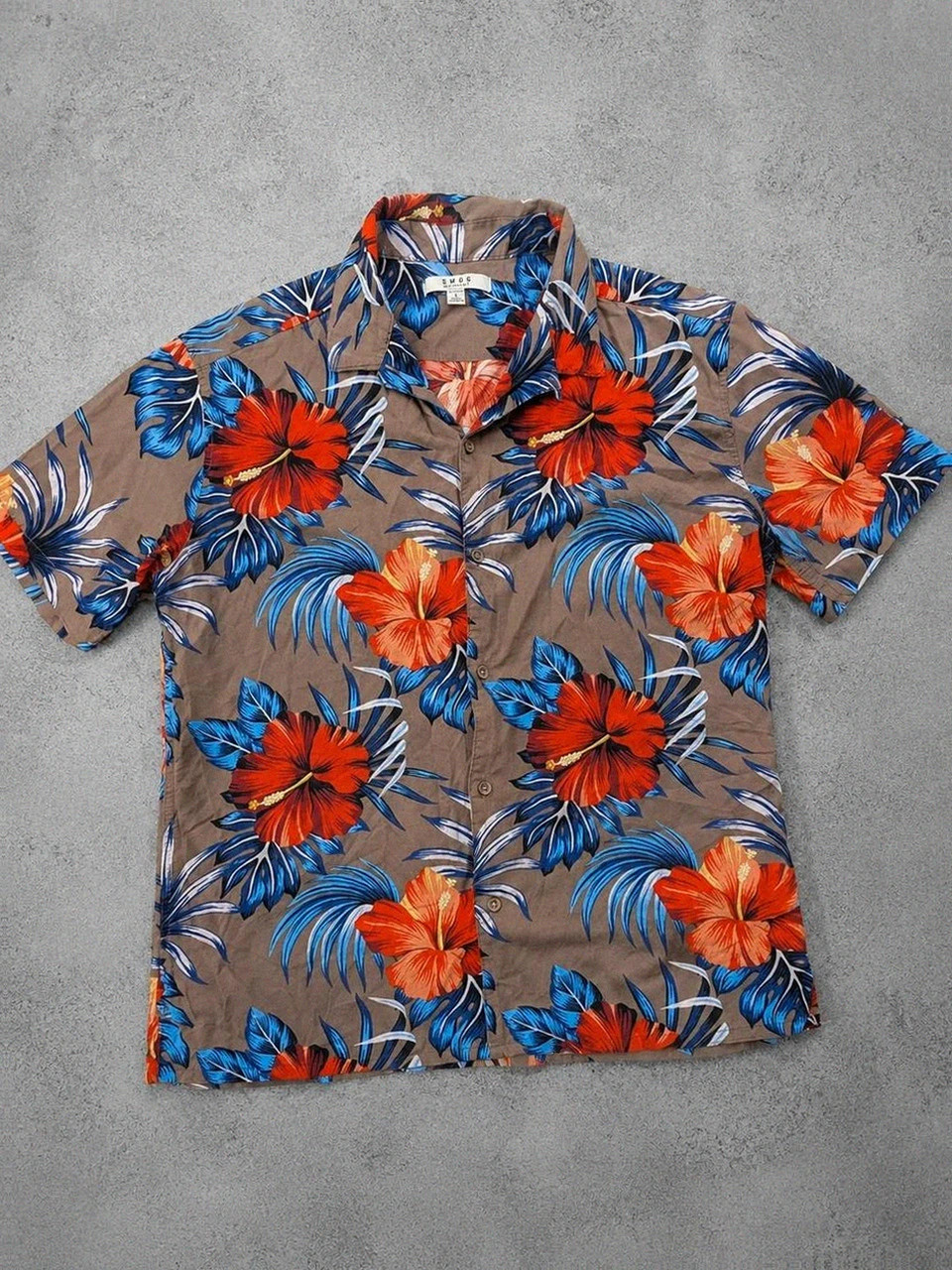 Chemise hawaïenne Smog Relaxed Fit L Homme – Motif Floral Tropical – Style Aloha coton rayon